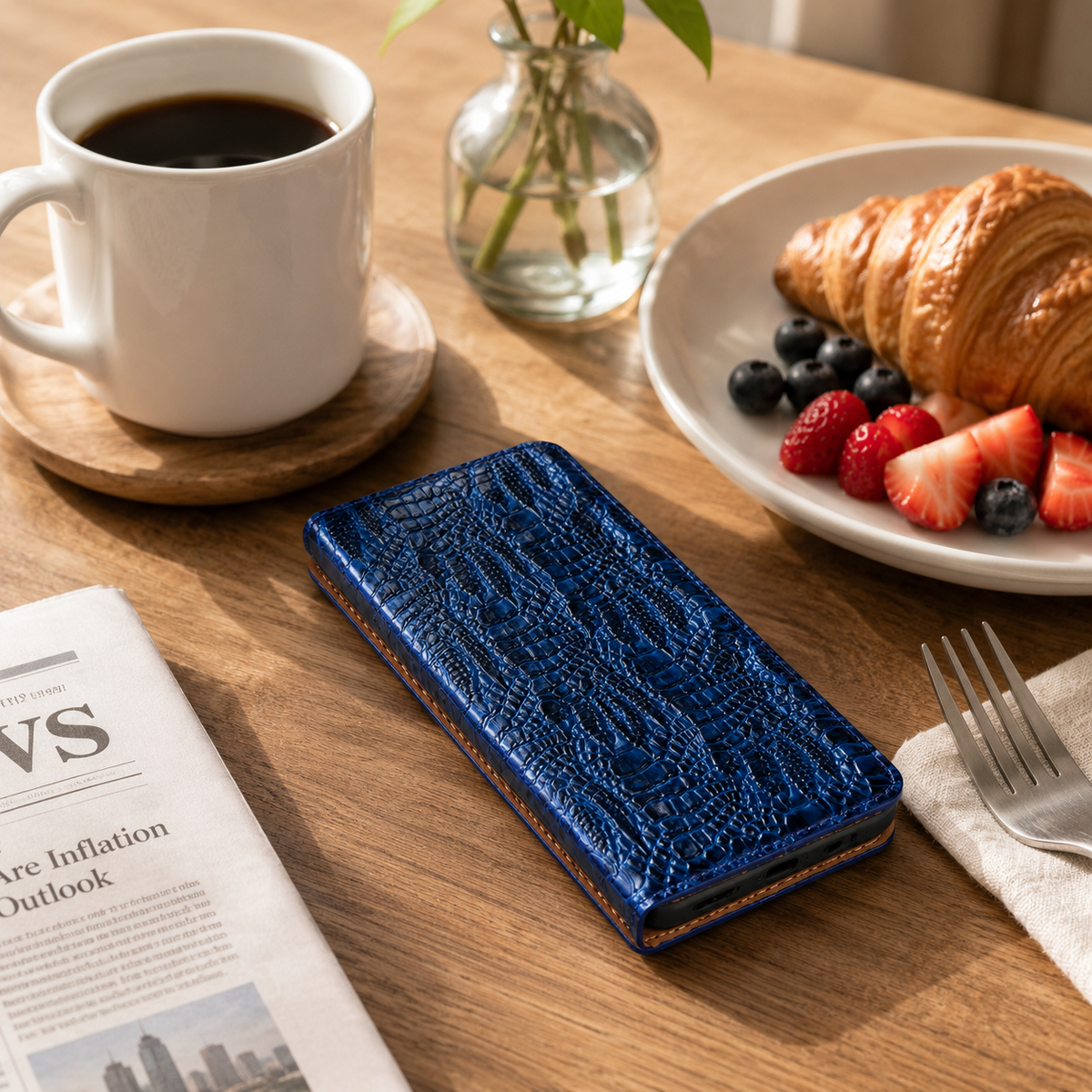 Premium iPhone Case Protective Cover Camera Lens Protection Shockproof Genuine Leather Flip Cover Card Pocket Crocodile Texture Non Slip Full Coverage