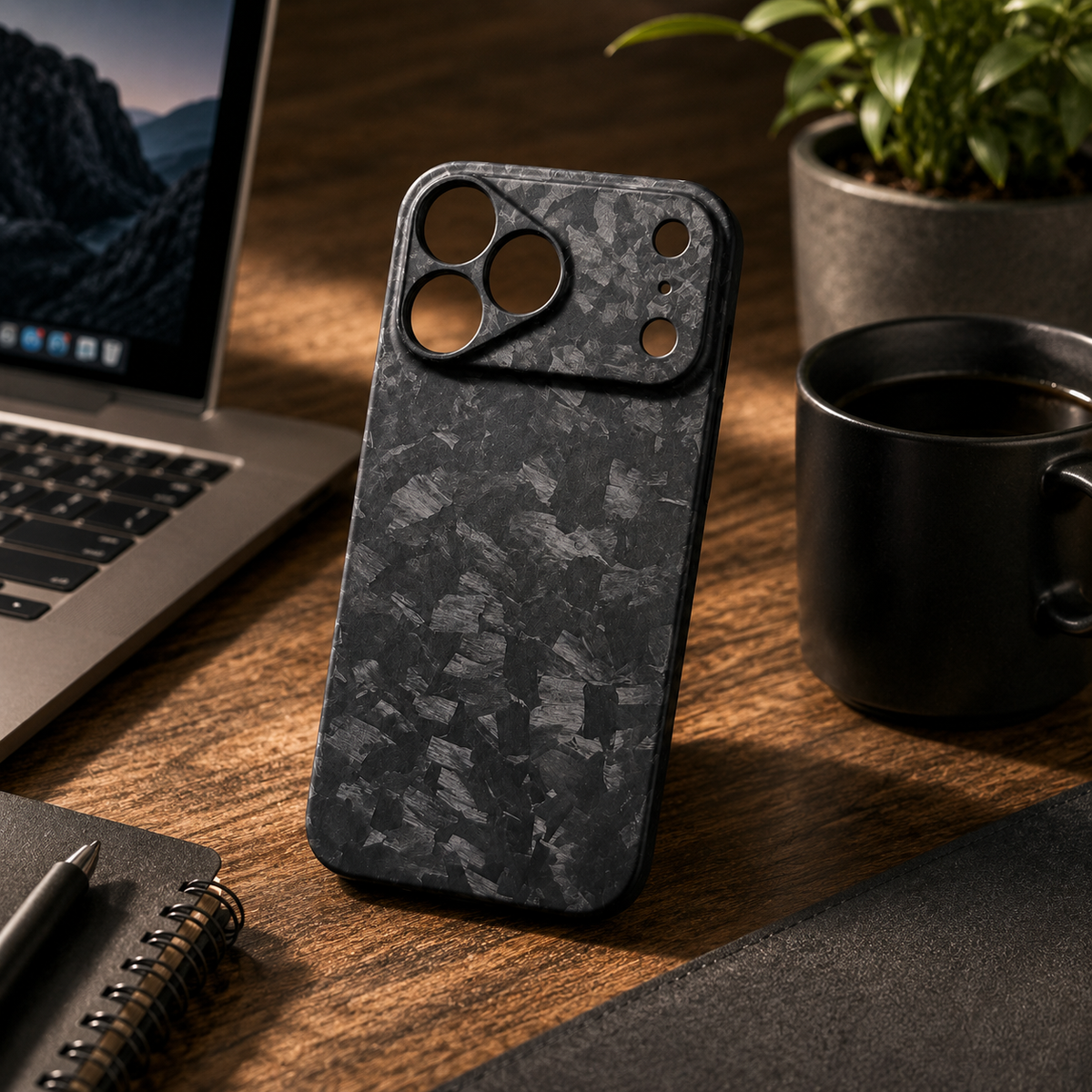 Premium iPhone Case Real Forged Carbon Fiber Cover Matte Glossy Finish Camera Lens Protection Anti Fingerprint Non Slip Slim Protective Design