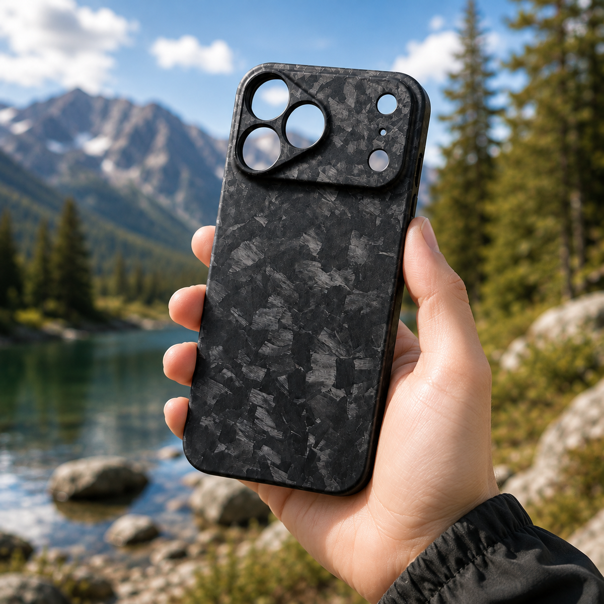 Premium iPhone Case Real Forged Carbon Fiber Cover Matte Glossy Finish Camera Lens Protection Anti Fingerprint Non Slip Slim Protective Design