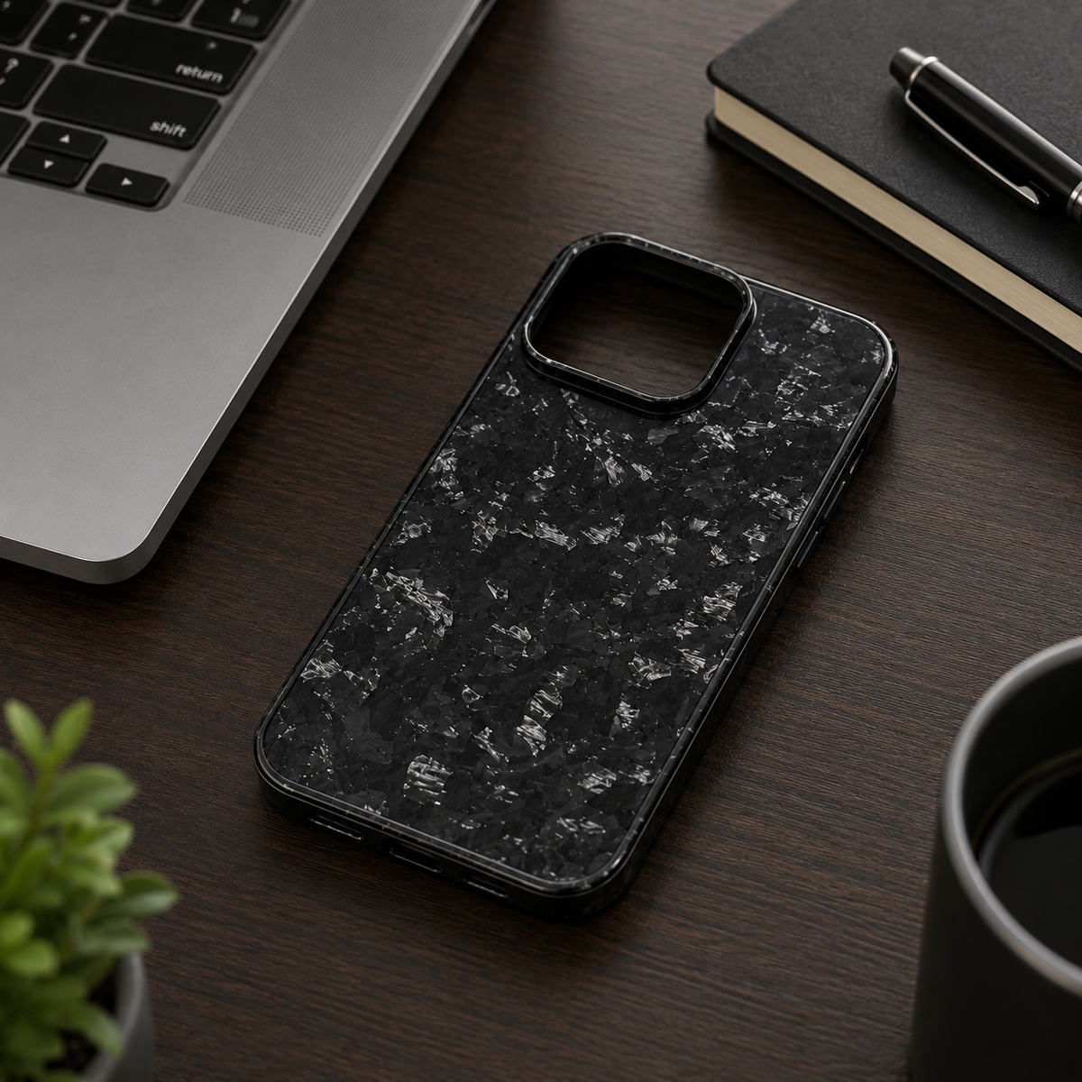 Premium iPhone Case Real Forged Carbon Fiber Cover Matte Glossy Finish Camera Lens Protection Anti Fingerprint Non Slip Slim Protective Design