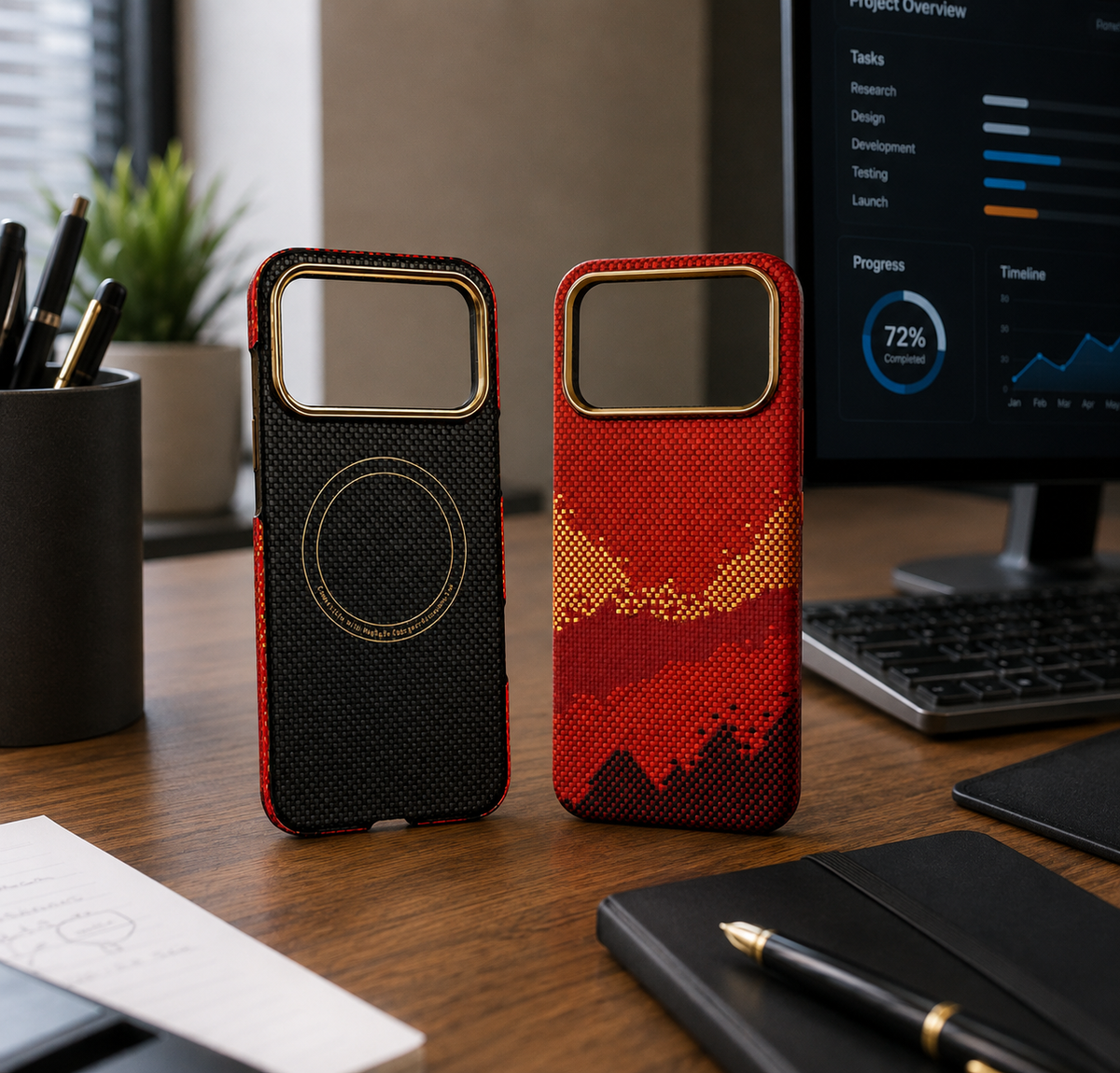 Premium iPhone Case MagSafe Compatible Real Carbon Fiber Aramid Kevlar Protective Cover Ultra Thin Shockproof Matte Anti Fingerprint Full Coverage Design