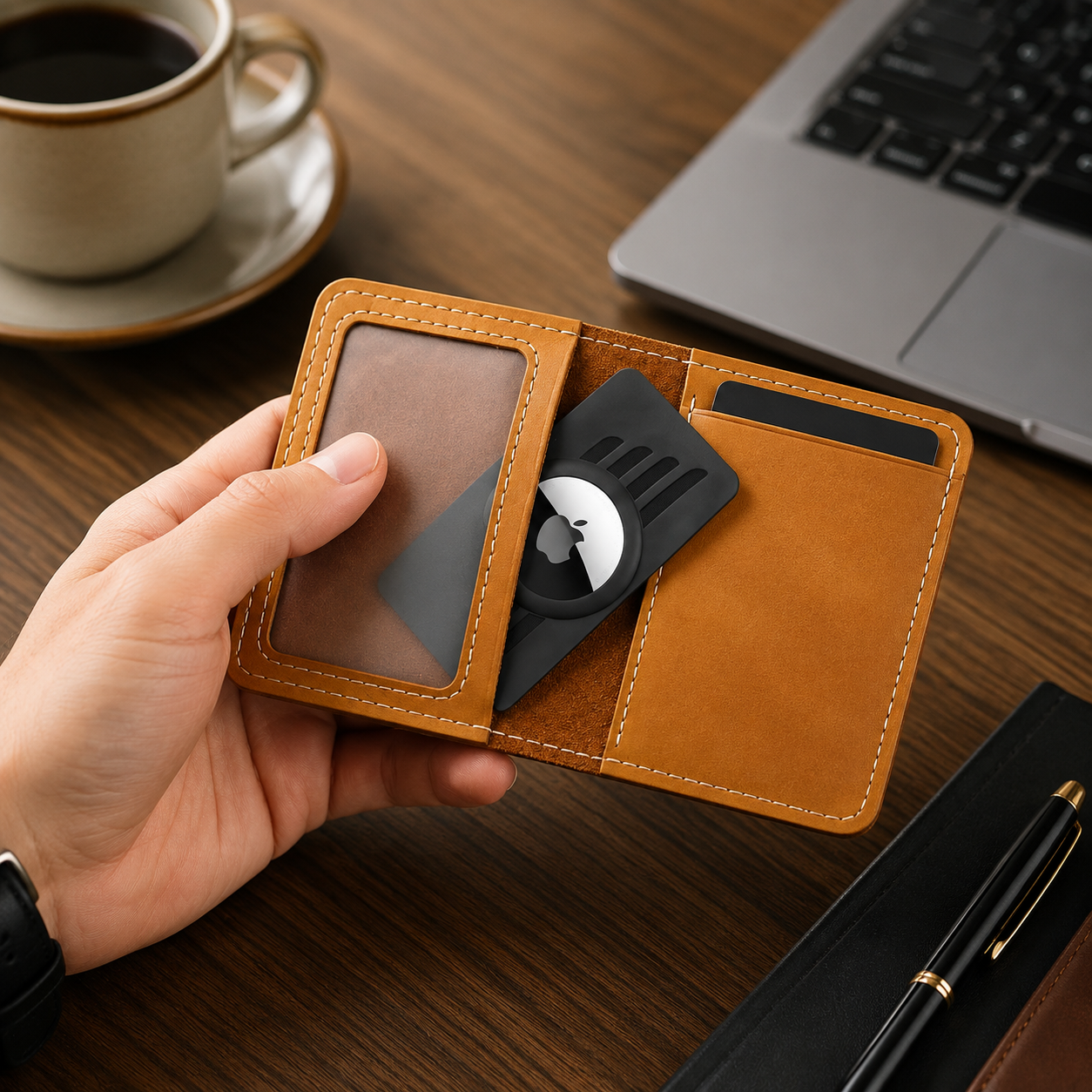 Premium Slim AirTag Wallet Case Ultra-Thin Credit Card Holder Anti-Lost GPS Tracker Protective Sleeve Durable ABS Compatible with AirTag