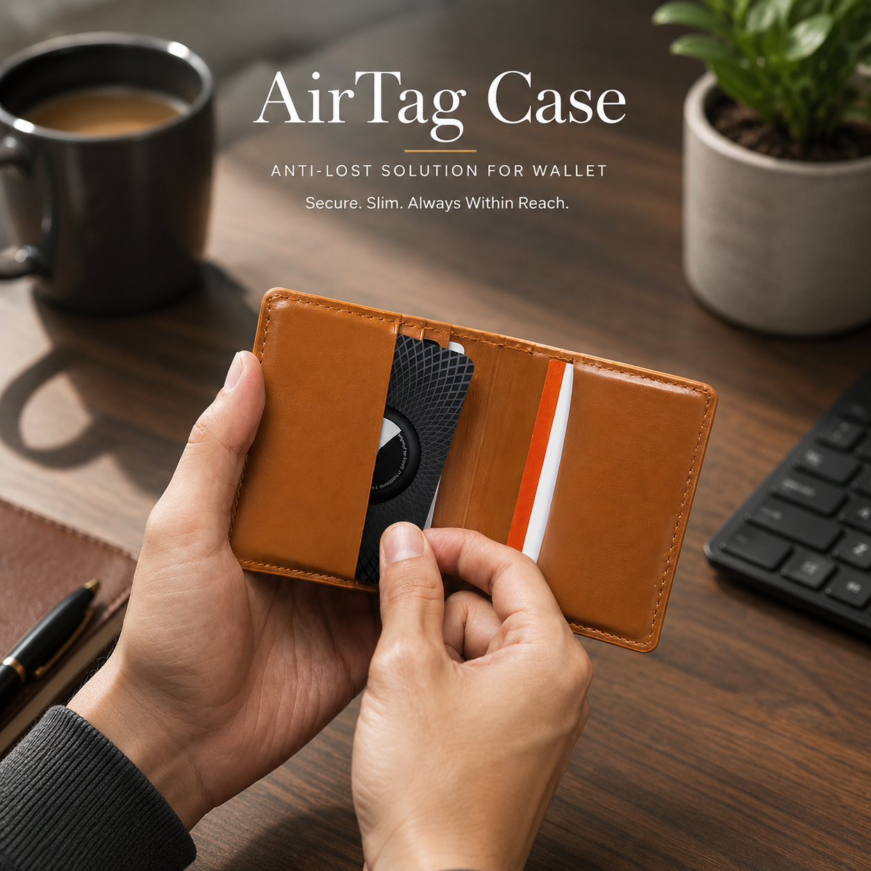 Premium Slim AirTag Wallet Case Ultra-Thin Credit Card Holder Anti-Lost GPS Tracker Protective Sleeve Durable ABS Compatible with AirTag