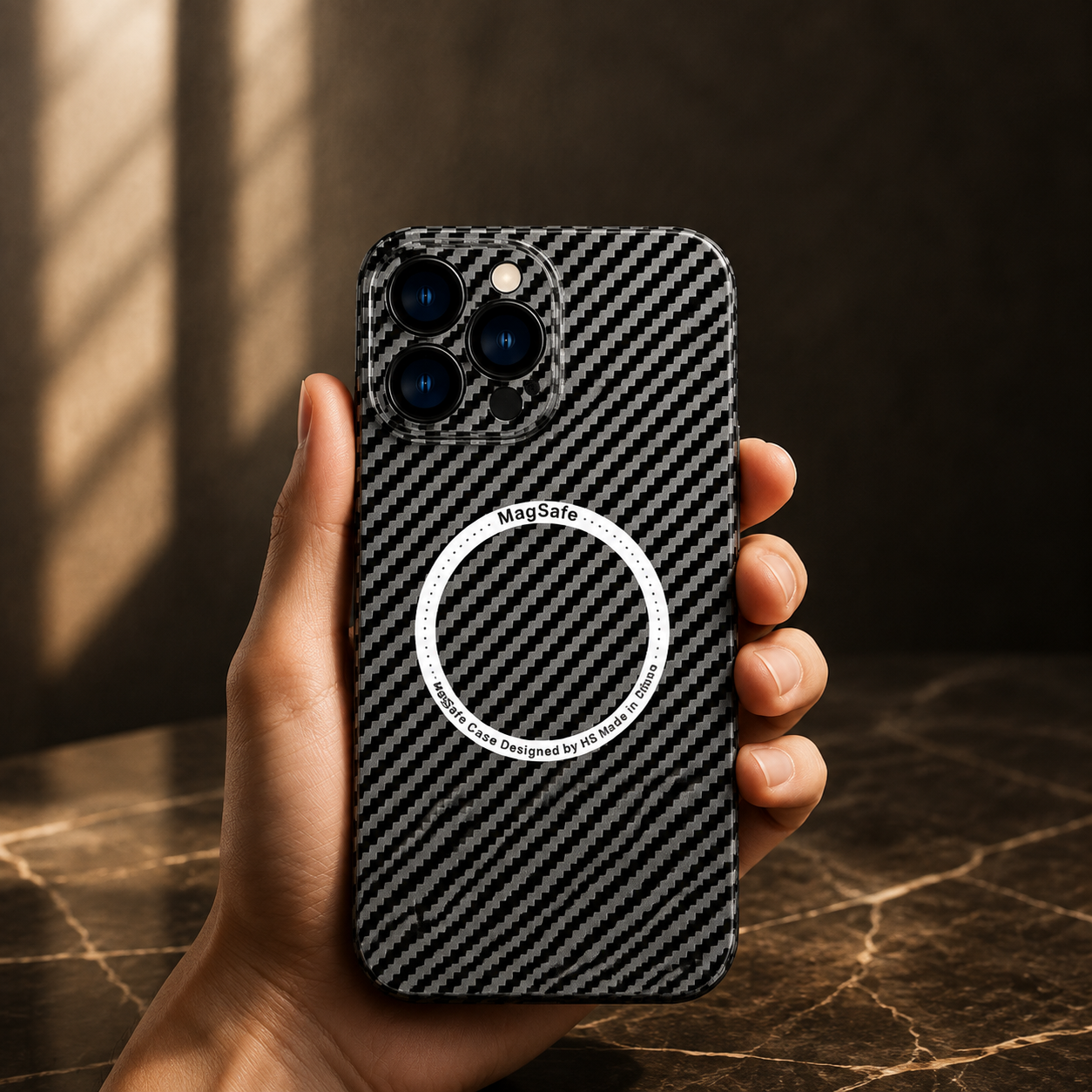 Premium Carbon Fiber MagSafe iPhone Case Magnetic Slim Protective Cover Shockproof Matte Textured Design Wireless Charging Compatible Durable Case