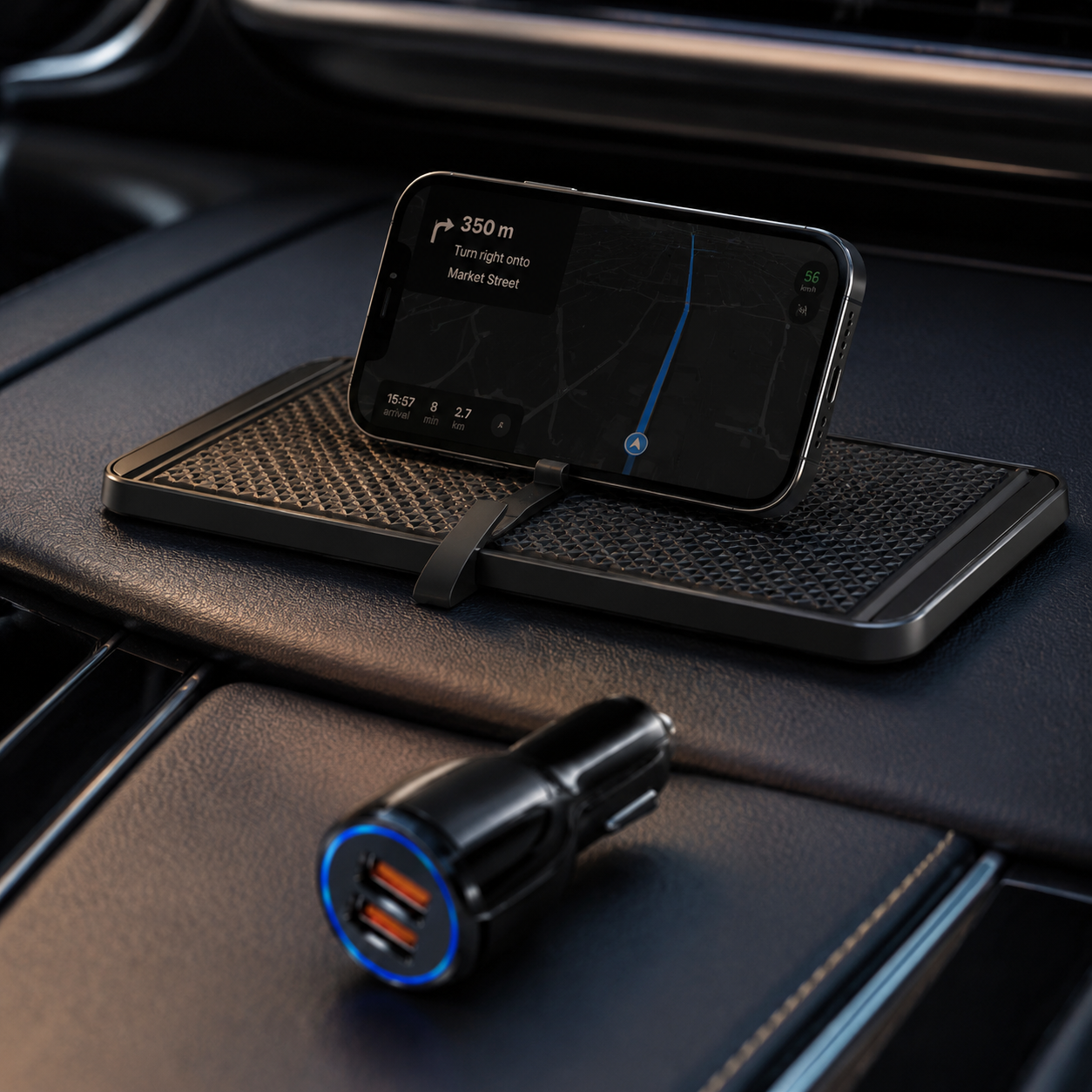 Premium Wireless Car Charger 15W Fast Wireless Charging Dashboard Phone Charging Pad Anti-Slip Silicone Cradle Dock Compatible with iPhone