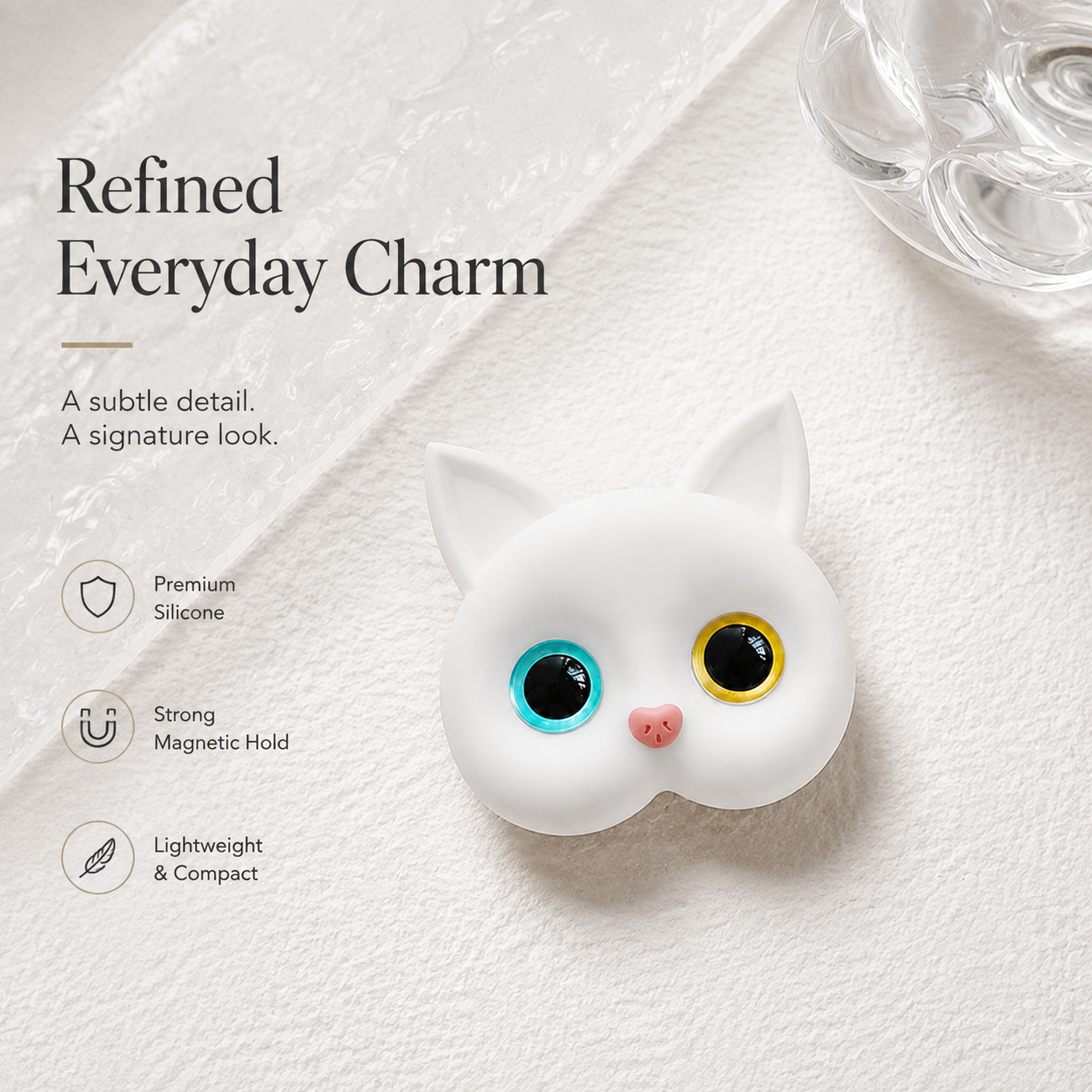 Premium 3D Cat Phone Grip Holder Korean INS Style Air Sac Griptok Finger Ring Stand Foldable Rotating Anti-Drop Phone Accessory Compatible with iPhone