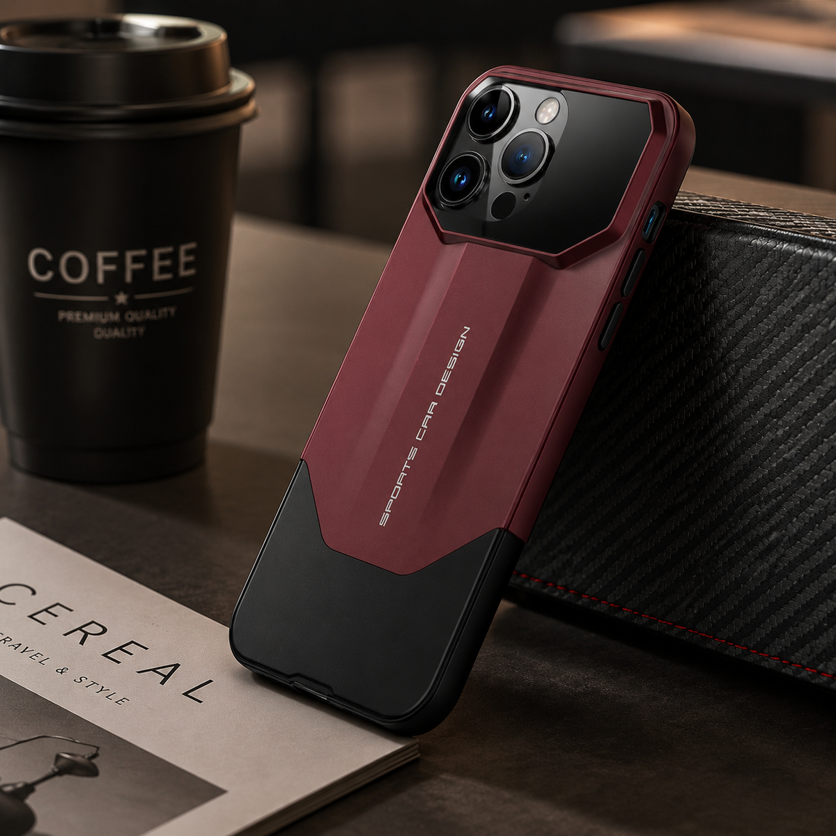 Premium iPhone Case Luxury Supercar Design Hard PC Shockproof Protective Cover Camera Lens Protection Anti Scratch Dustproof Slim Full Coverage