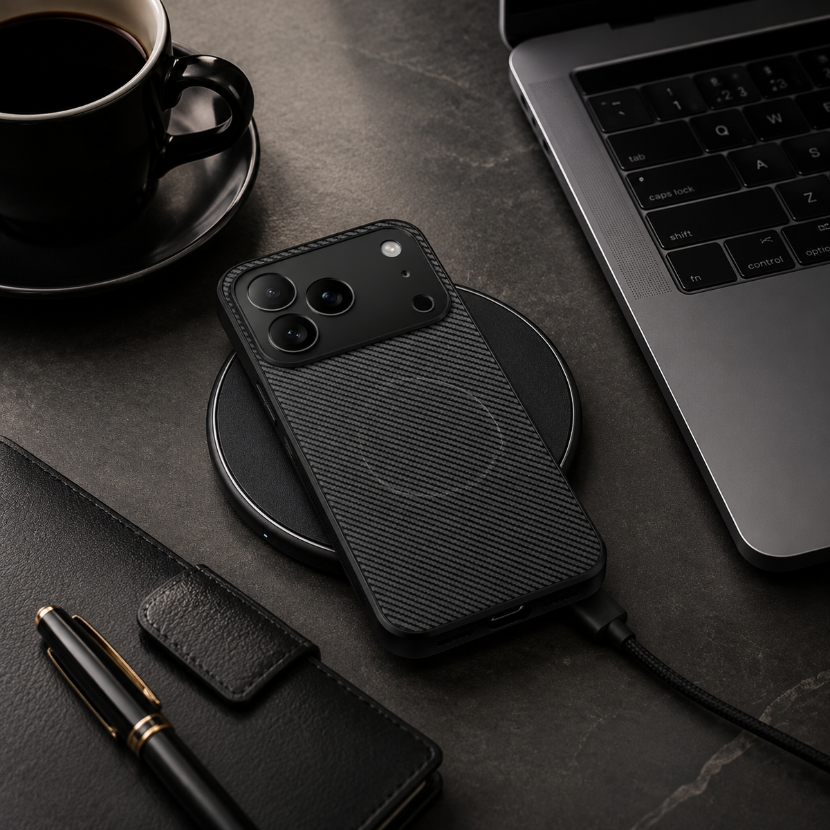 Premium iPhone Case MagSafe Compatible Luxury Carbon Fiber Leather Protective Cover Ultra Thin Magnetic Wireless Charging Shockproof Slim Full Coverage