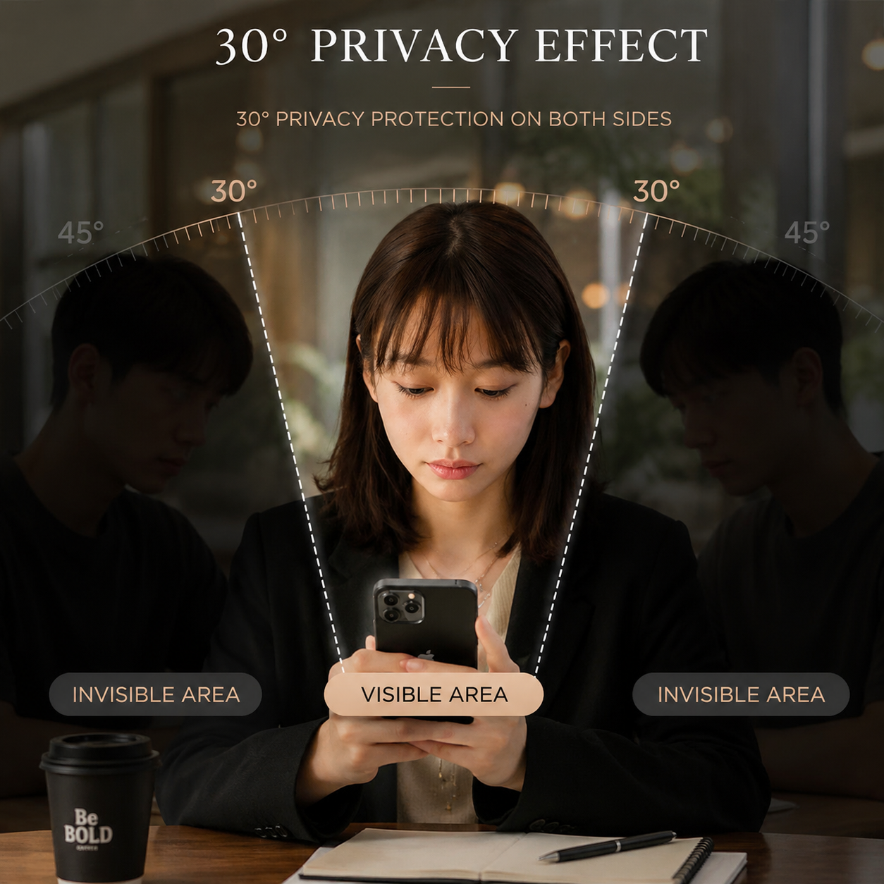 Premium Privacy Screen Protector Anti Spy Tempered Glass Anti Blue Light Full Coverage Scratch Resistant Screen Guard Compatible with iPhone