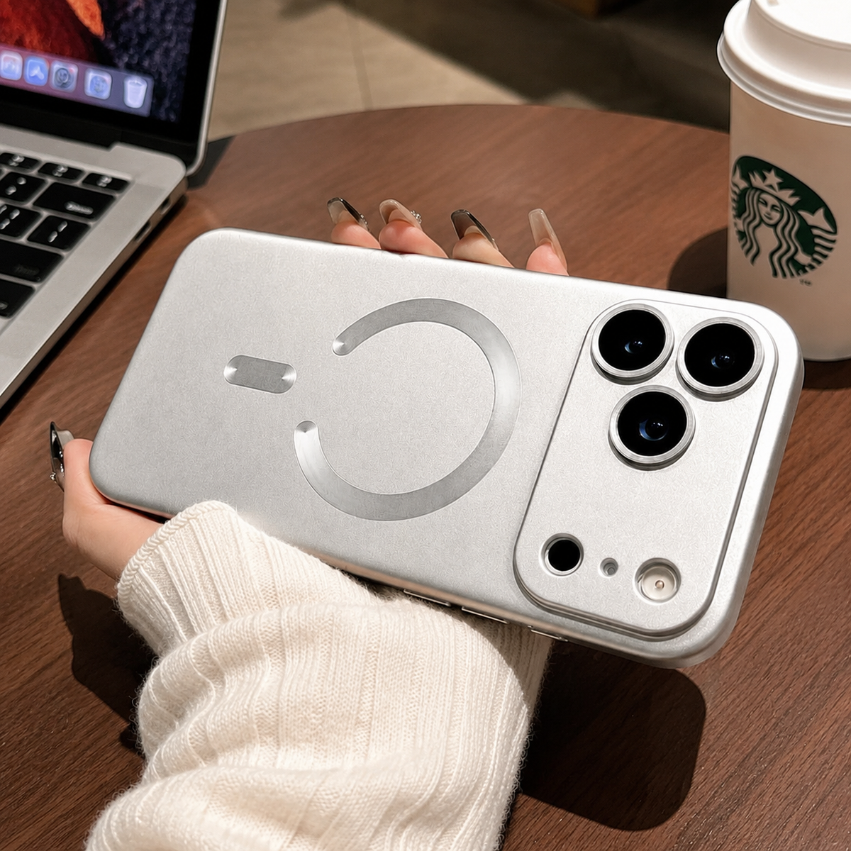 Premium iPhone Case MagSafe Compatible Metallic Paint Magnetic Protective Cover Anti Fingerprint Shockproof Camera Lens Protection Wireless Charging Slim Design
