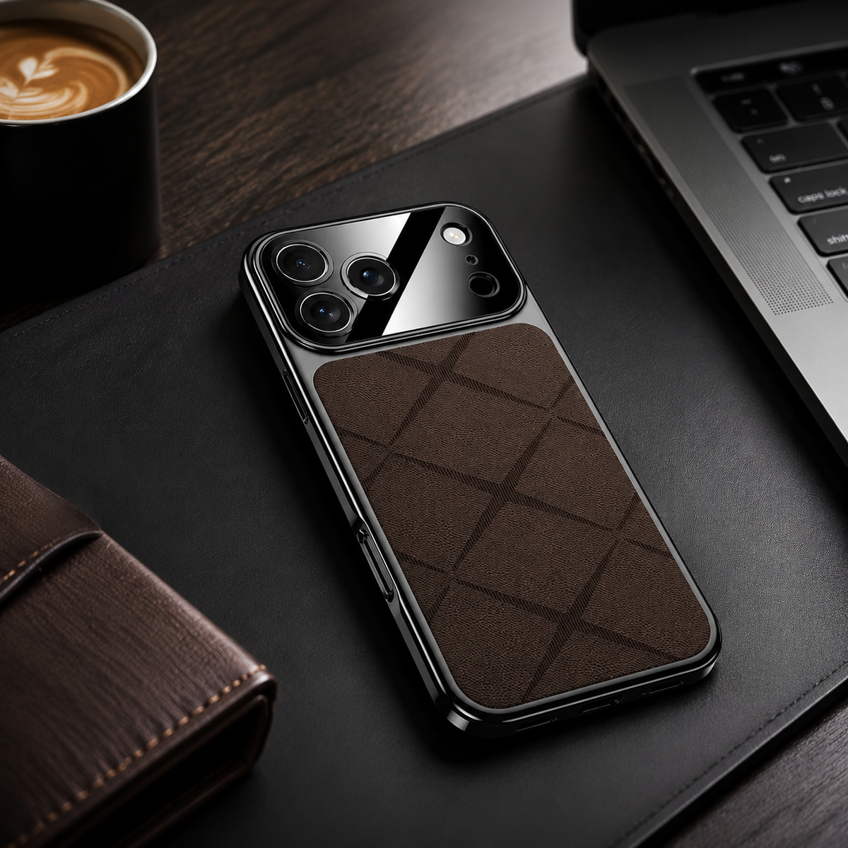 Premium iPhone Case Luxury Leather Frame Plating Protective Cover Shockproof Bumper Camera Lens Protection Anti Scratch Slim Full Coverage