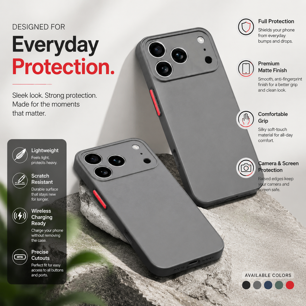 Premium iPhone Case Translucent Armor Shockproof Bumper Cover Matte Protective PC TPU Anti Fingerprint Anti Scratch Slim Full Coverage
