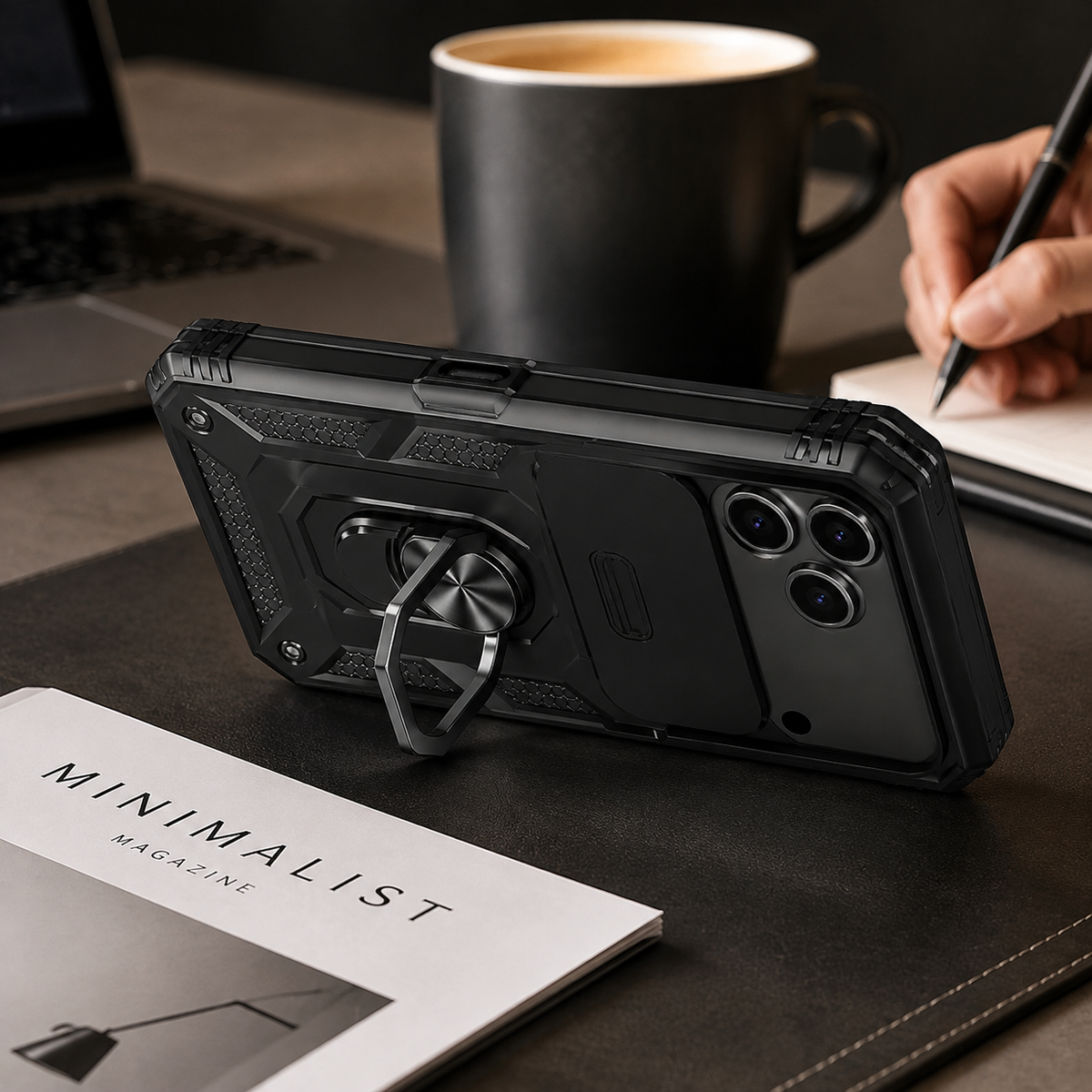 Premium iPhone Case Magnetic Armor Shockproof Protective Cover 360 Degree Rotating Ring Holder Camera Lens Protection Anti Scratch Full Coverage
