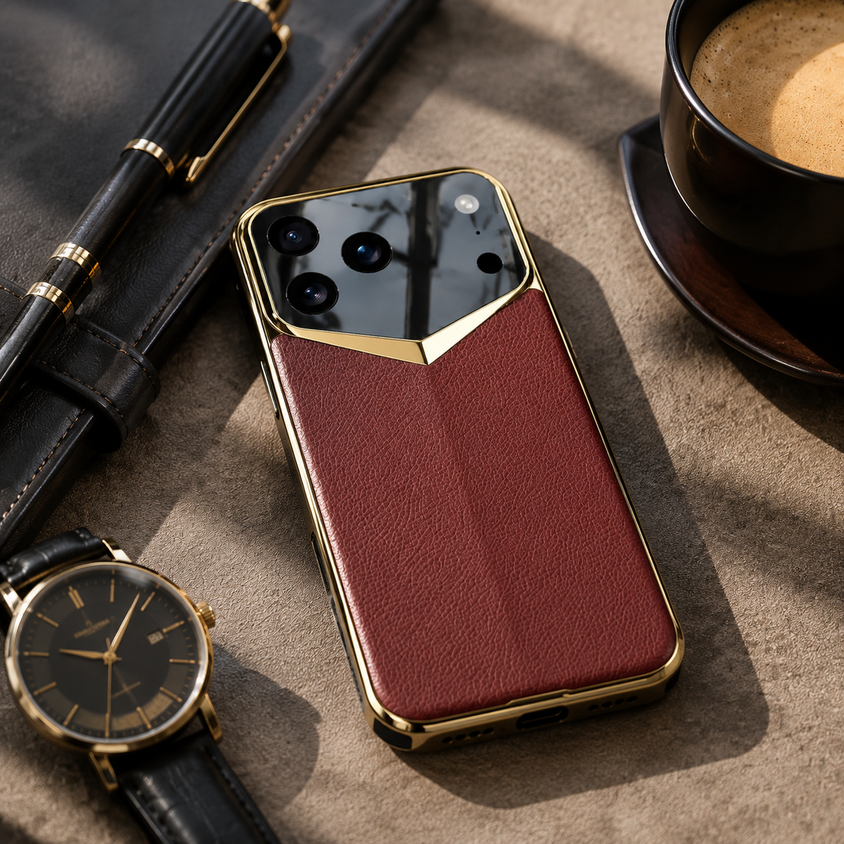 Premium iPhone Case Electroplated Leather Protective Cover Shockproof Hard Shell Camera Lens Protection Anti Fingerprint Anti Scratch Slim Full Coverage