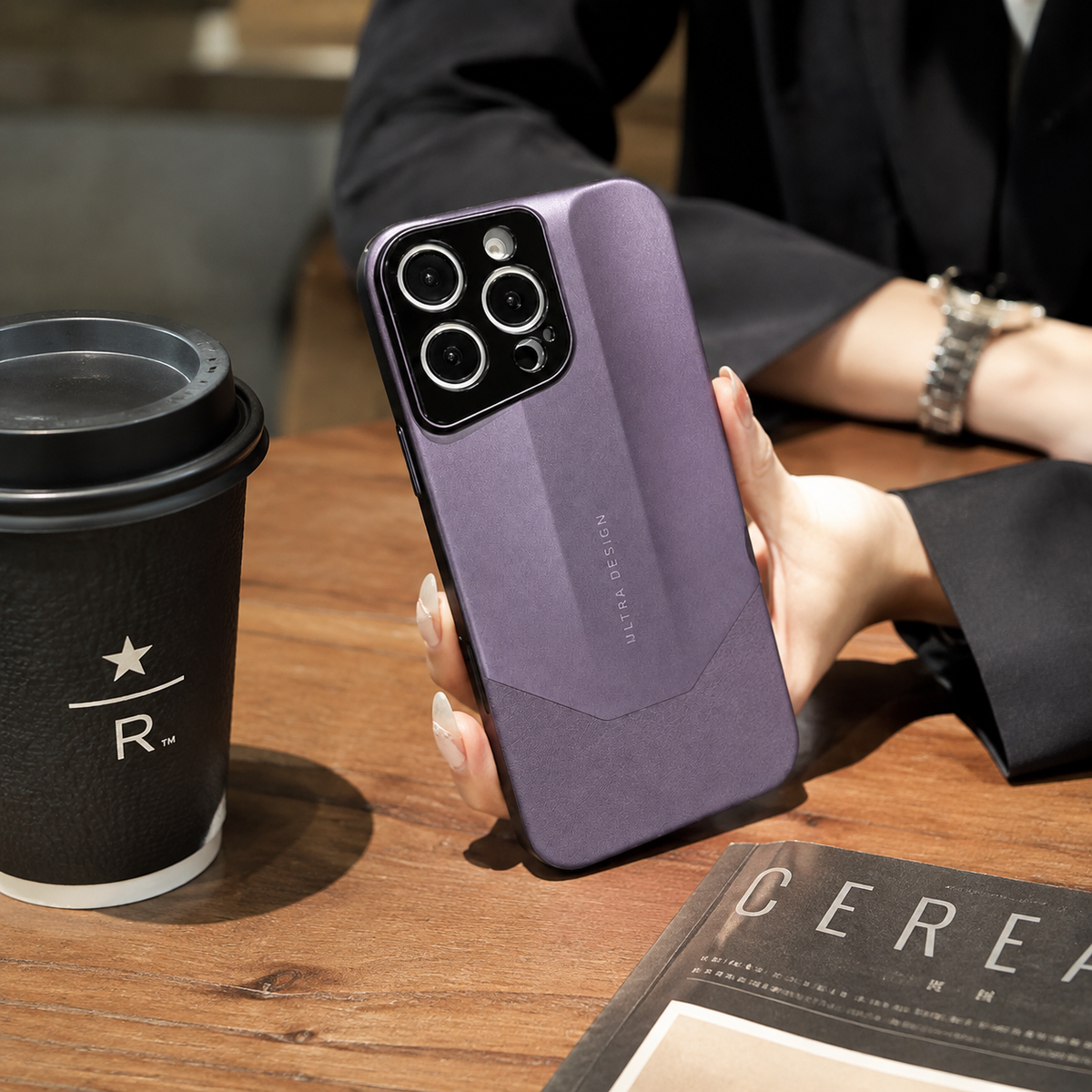 Premium iPhone Case Luxury Contrast Color Leather PC Hybrid Protective Cover Shockproof Anti Scratch Camera Lens Protection Slim Full Coverage