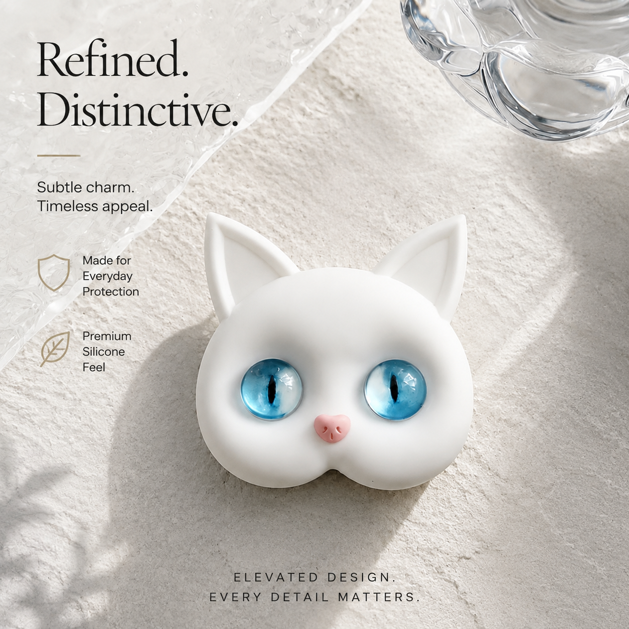 Premium 3D Cat Phone Grip Holder Korean INS Style Air Sac Griptok Finger Ring Stand Foldable Rotating Anti-Drop Phone Accessory Compatible with iPhone