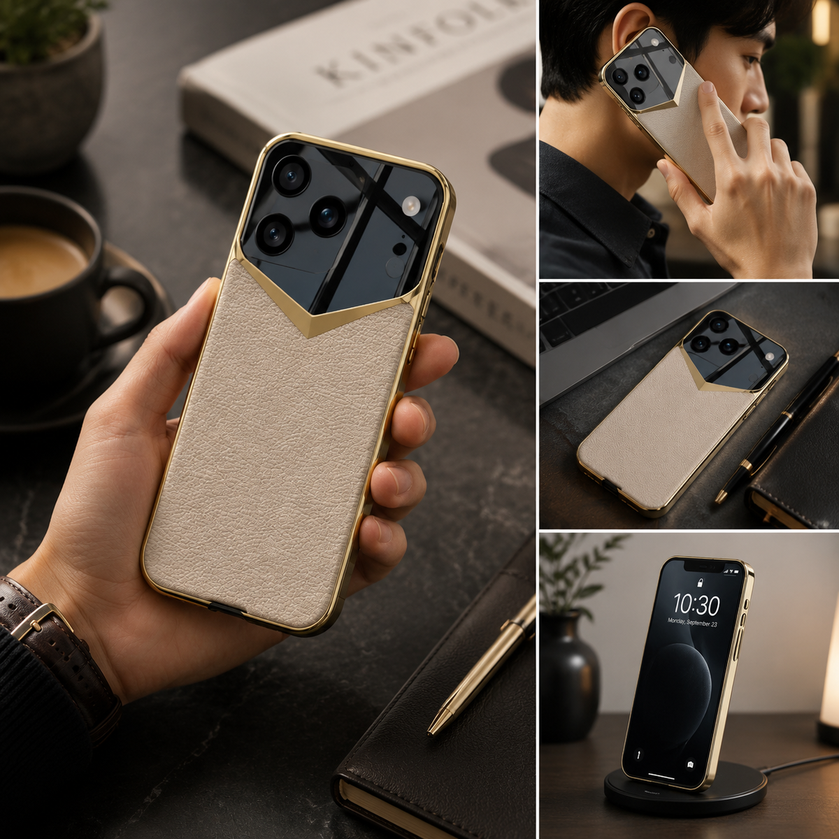 Premium iPhone Case Electroplated Leather Protective Cover Shockproof Hard Shell Camera Lens Protection Anti Fingerprint Anti Scratch Slim Full Coverage