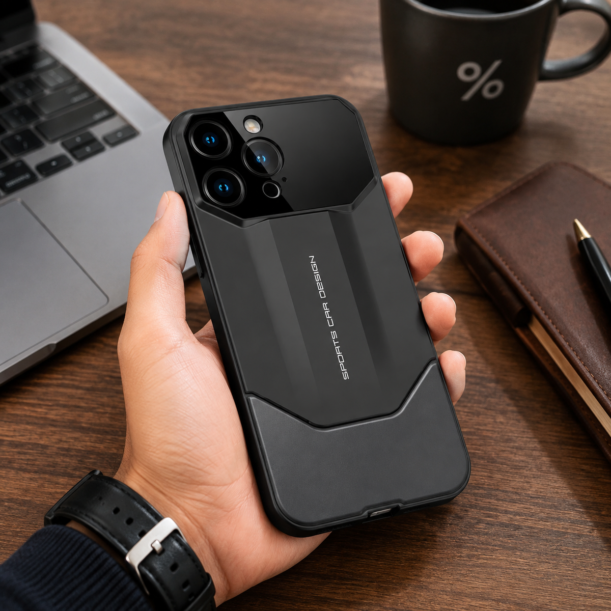 Premium iPhone Case Luxury Supercar Design Hard PC Shockproof Protective Cover Camera Lens Protection Anti Scratch Dustproof Slim Full Coverage