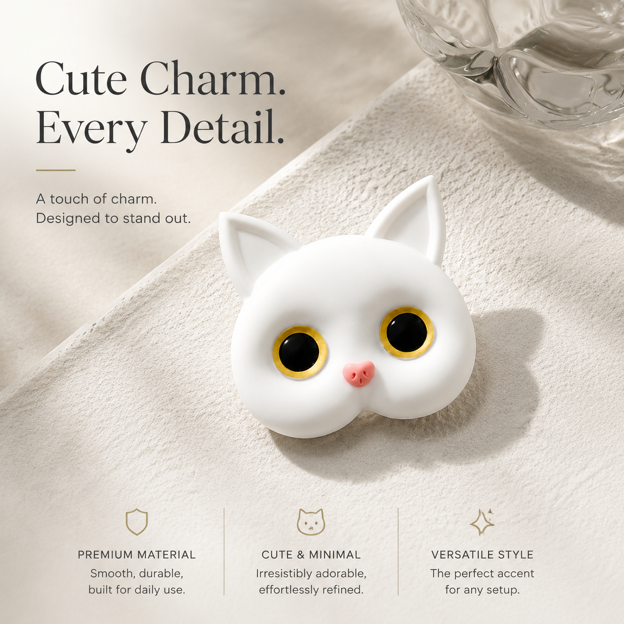 Premium 3D Cat Phone Grip Holder Korean INS Style Air Sac Griptok Finger Ring Stand Foldable Rotating Anti-Drop Phone Accessory Compatible with iPhone