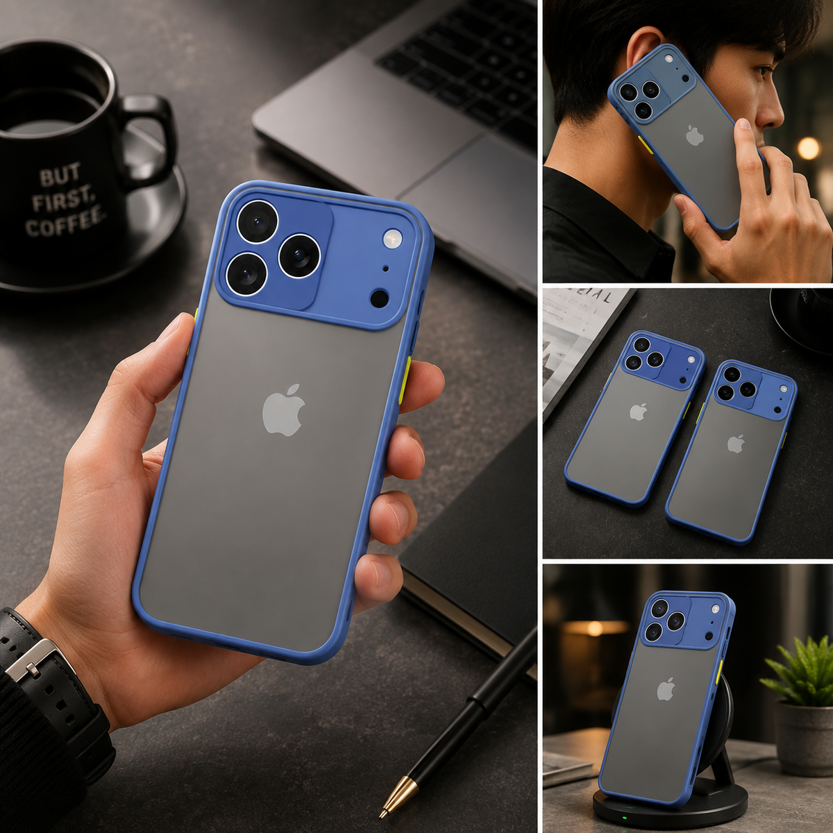 Premium iPhone Case Translucent Armor Shockproof Bumper Cover Matte Protective PC TPU Anti Fingerprint Anti Scratch Slim Full Coverage