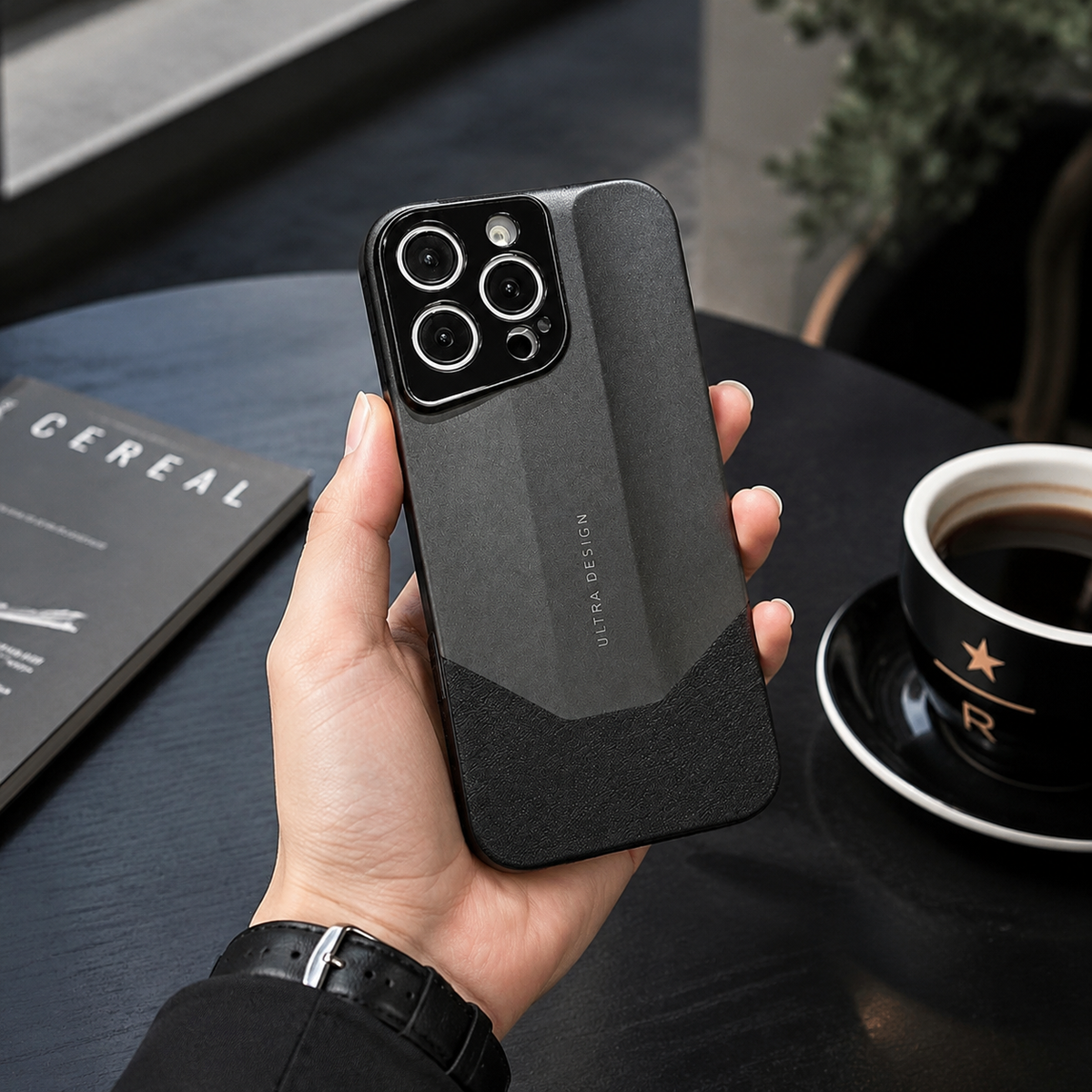 Premium iPhone Case Luxury Contrast Color Leather PC Hybrid Protective Cover Shockproof Anti Scratch Camera Lens Protection Slim Full Coverage