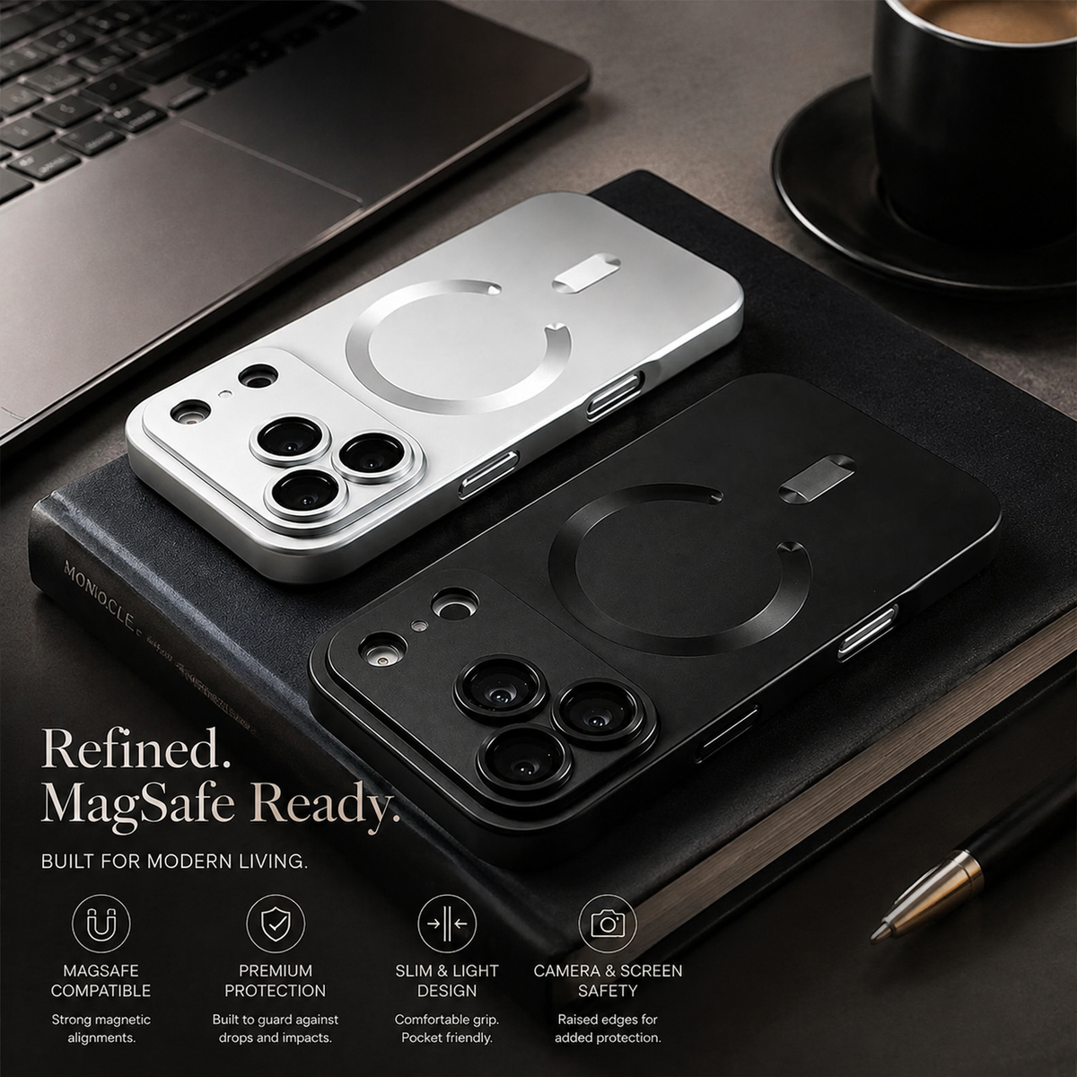 Premium iPhone Case MagSafe Compatible Luxury Metallic Paint Soft TPU Magnetic Protective Cover Shockproof Camera Lens Protection Wireless Charging Slim Full Coverage