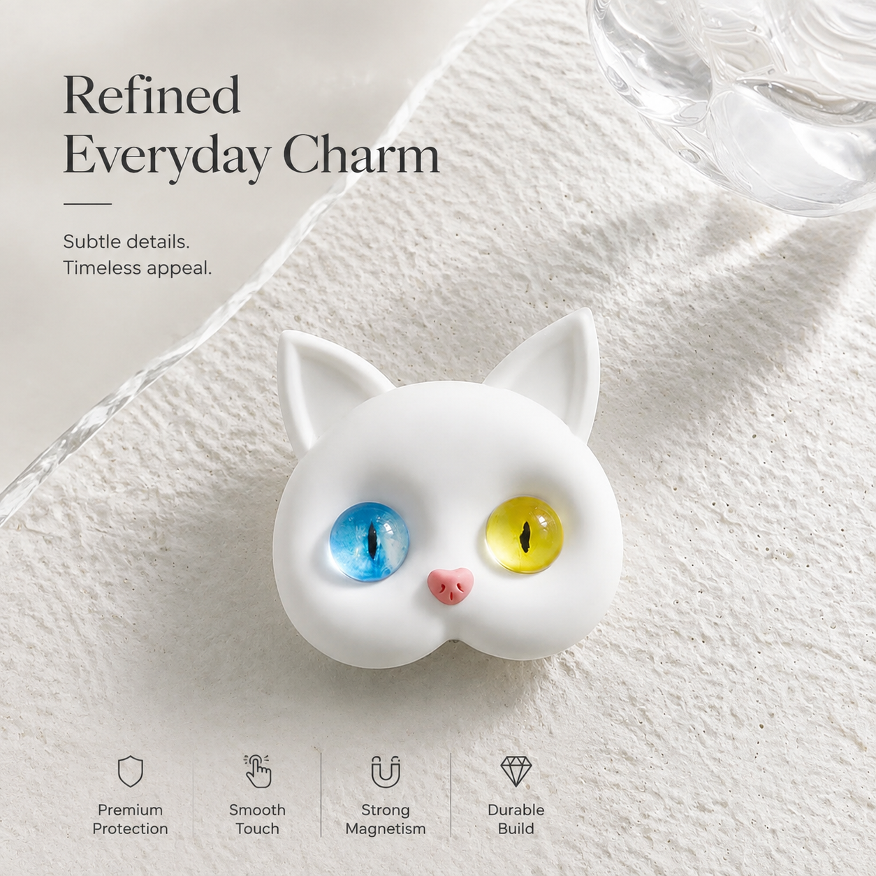 Premium 3D Cat Phone Grip Holder Korean INS Style Air Sac Griptok Finger Ring Stand Foldable Rotating Anti-Drop Phone Accessory Compatible with iPhone