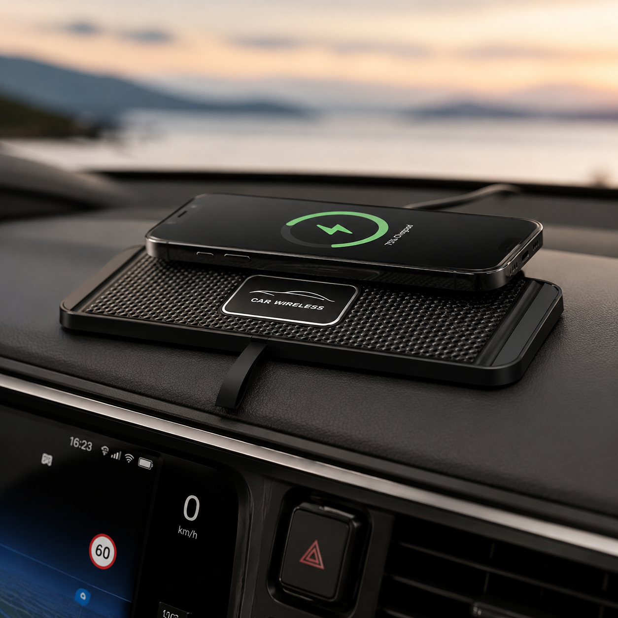 Premium Wireless Car Charger 15W Fast Wireless Charging Dashboard Phone Charging Pad Anti-Slip Silicone Cradle Dock Compatible with iPhone