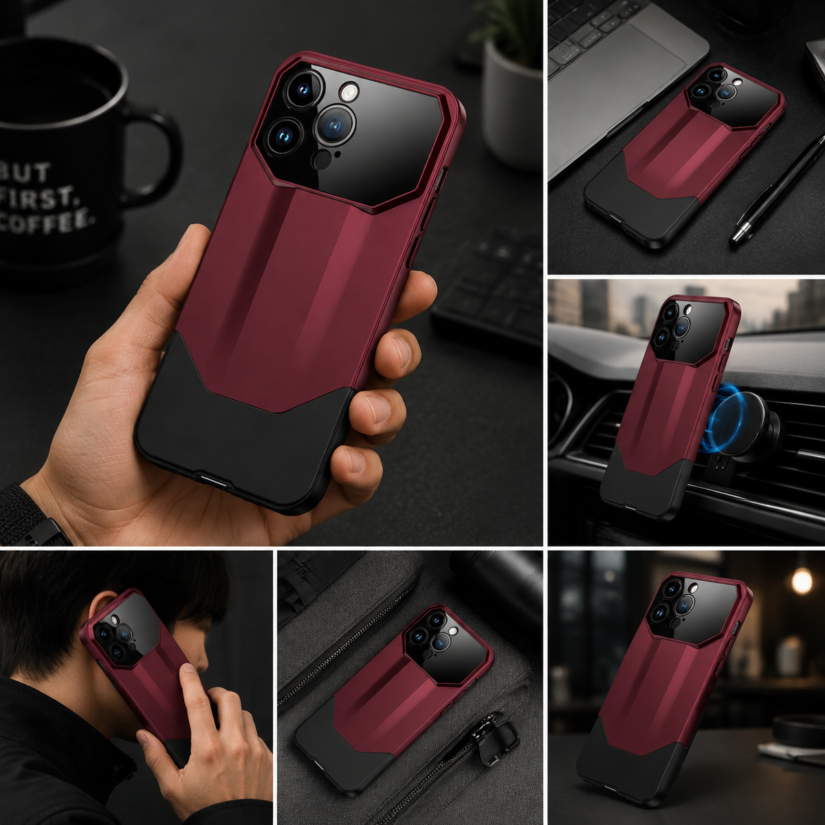 Premium iPhone Case Luxury Supercar Design Hard PC Shockproof Protective Cover Camera Lens Protection Anti Scratch Dustproof Slim Full Coverage