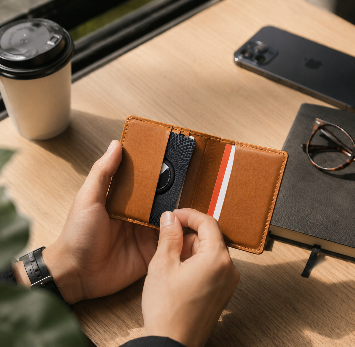 Premium Slim AirTag Wallet Case Ultra-Thin Credit Card Holder Anti-Lost GPS Tracker Protective Sleeve Durable ABS Compatible with AirTag