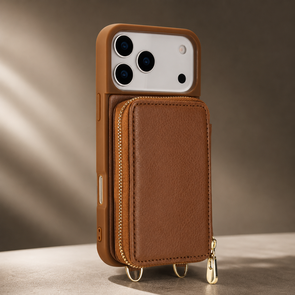 Luxury iPhone Case Leather Wallet Flip Cover Crossbody Card Holder RFID Blocking Zipper Pocket Shockproof Camera Lens Protection Full Coverage