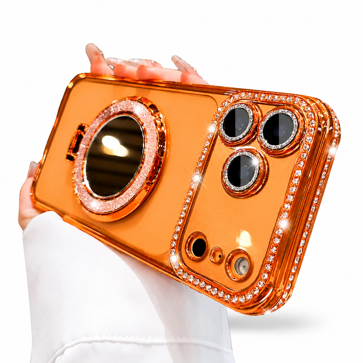 Luxury iPhone Case MagSafe Compatible Protective Cover Camera Lens Protection Shockproof Anti Scratch Transparent Diamond Mirror Glitter Anti Fingerprint Slim Full Coverage