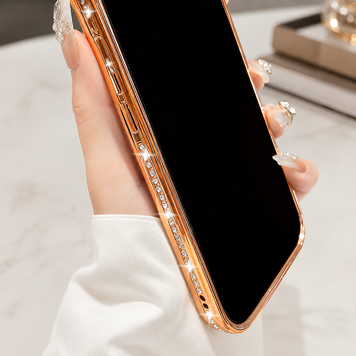 Luxury iPhone Case MagSafe Compatible Protective Cover Camera Lens Protection Shockproof Anti Scratch Transparent Diamond Mirror Glitter Anti Fingerprint Slim Full Coverage
