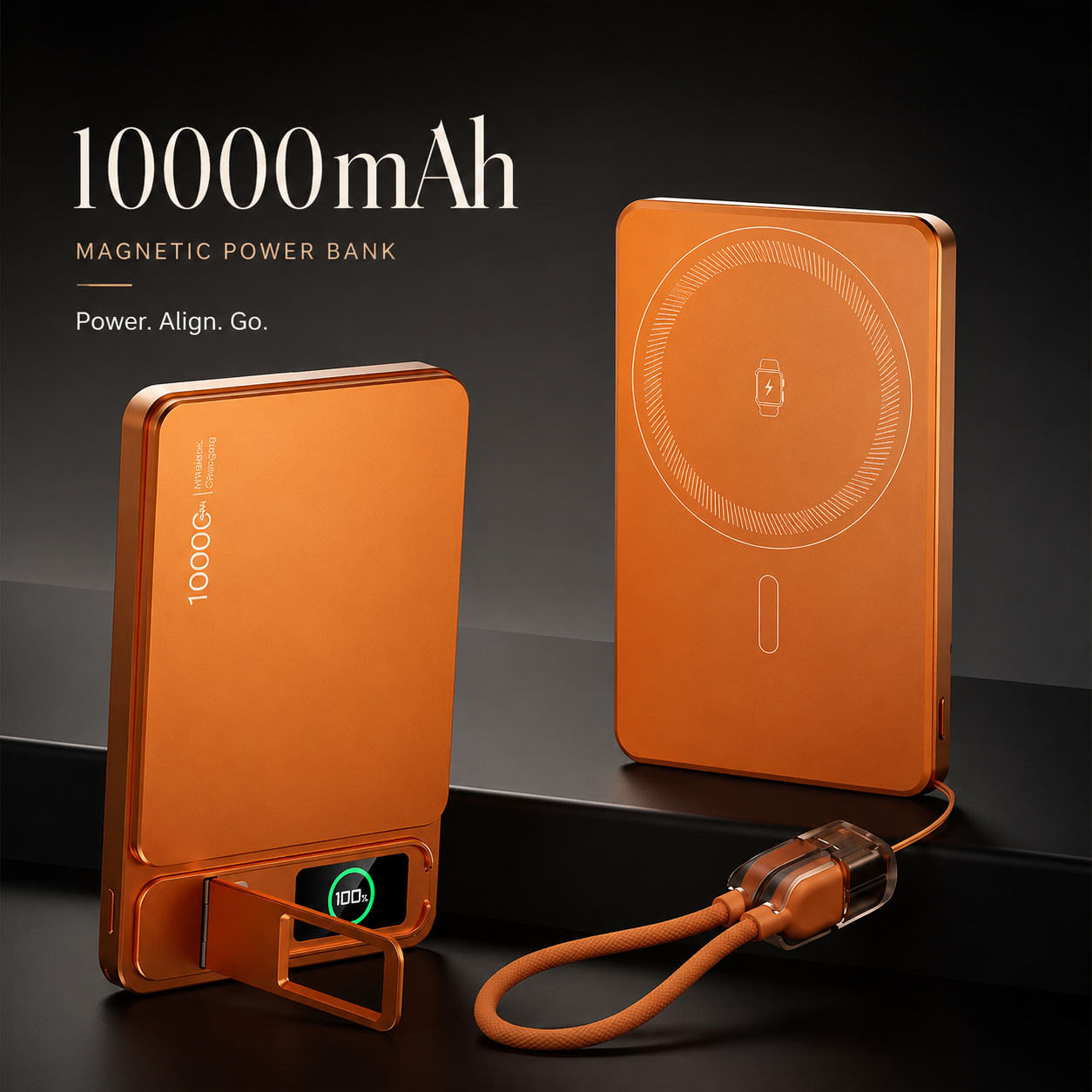 Premium 3 in 1 Magnetic Wireless Power Bank 20W Fast Charging Portable Battery Built In Stand Digital Display Watch Charger Compatible with iPhone