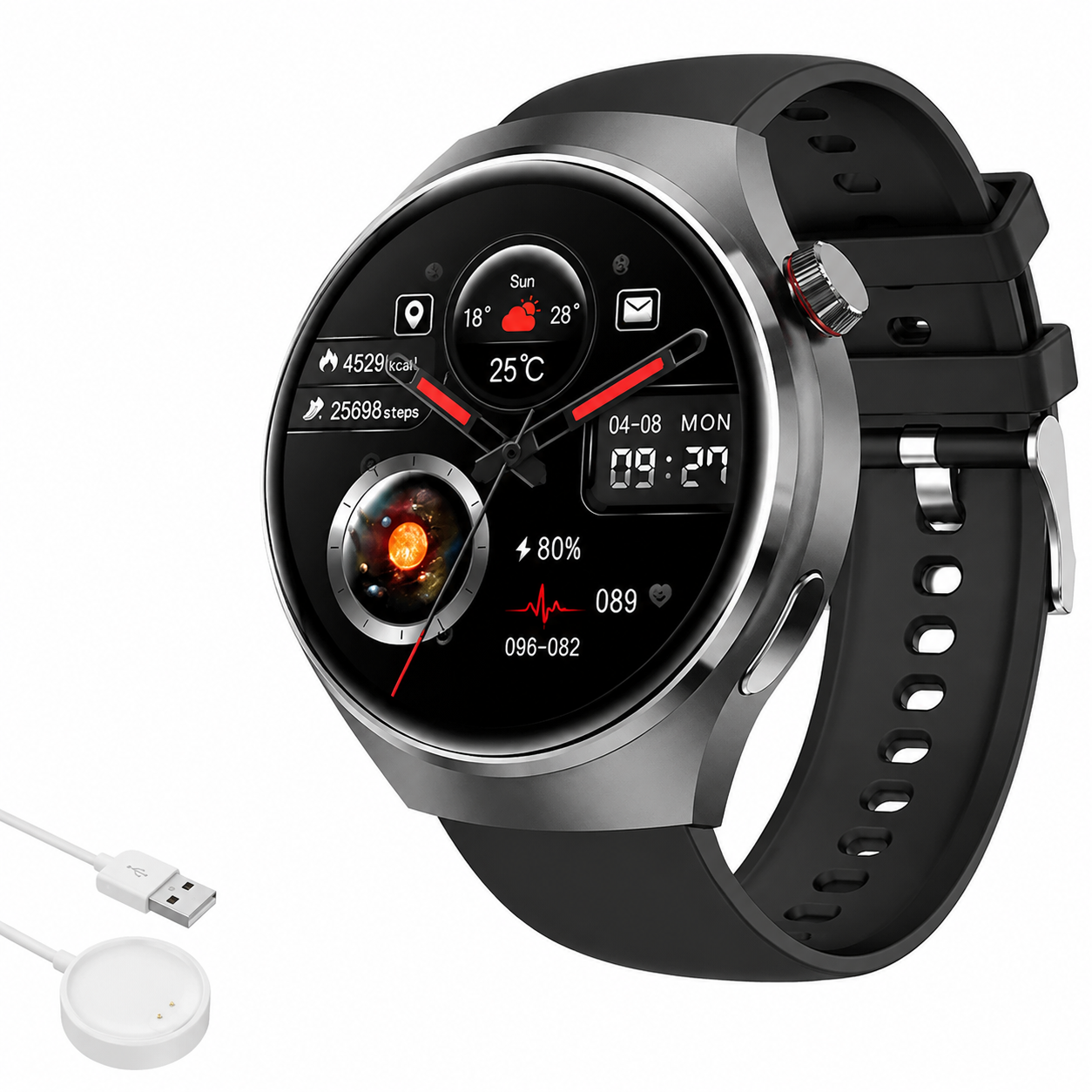 Premium AMOLED GPS Smart Watch 1.46 Inch HD Smartwatch Bluetooth Calling Fitness Tracker Heart Rate Sleep Monitor Wireless Charging NFC Compatible with iPhone