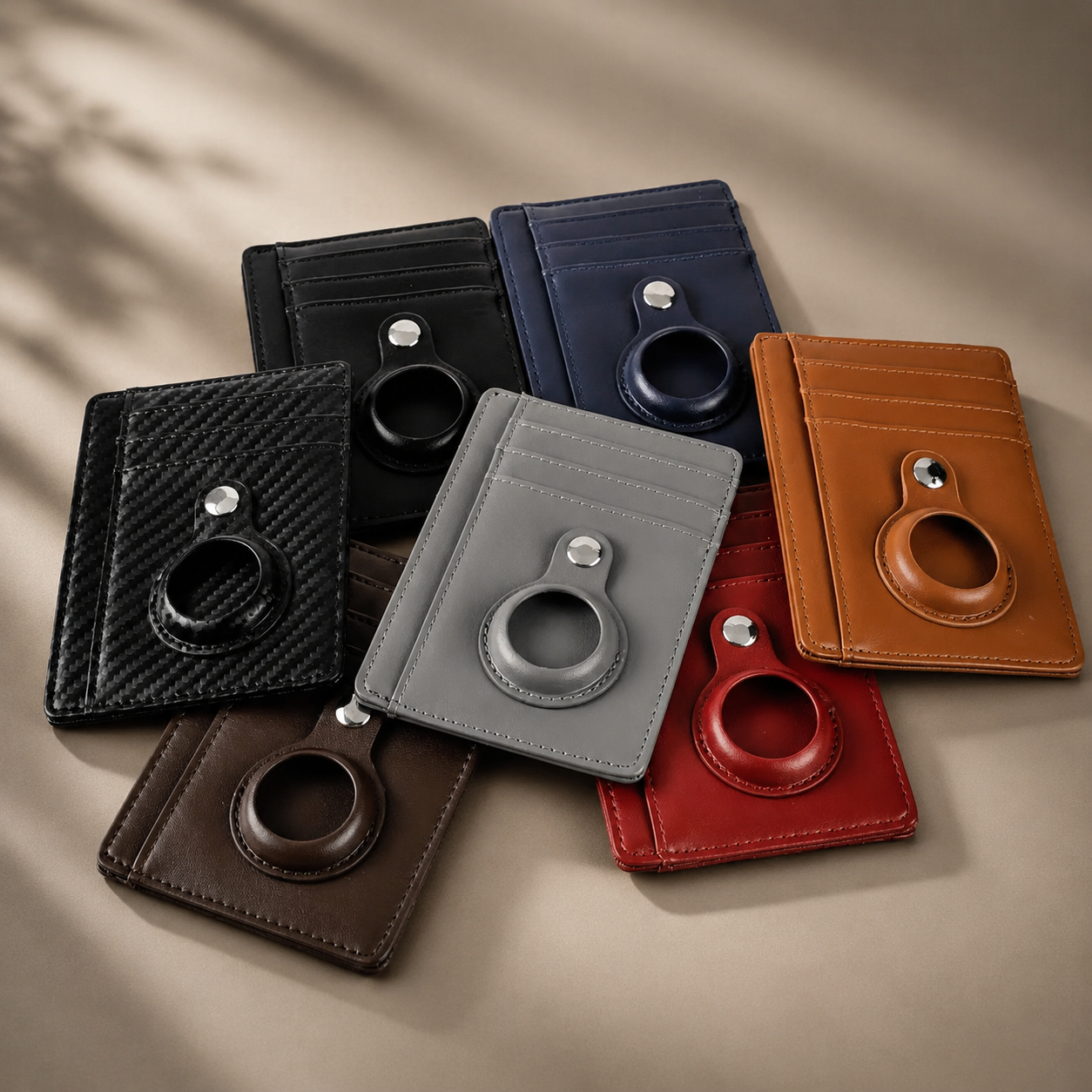 Premium AirTag Wallet Leather Card Holder RFID Blocking Anti Lost Slim Wallet Scratch Resistant Cash Coin Holder Compatible with iPhone