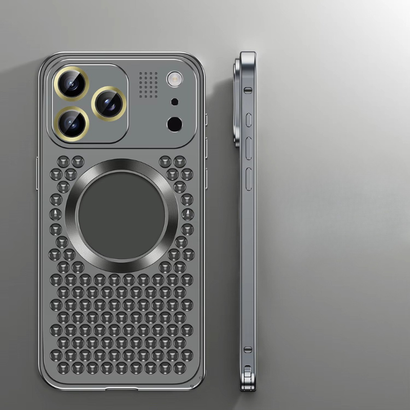 Premium Aluminum Alloy Magnetic iPhone Case – Heat Dissipation Metal Frame Cover with Shockproof Anti-Fall Protection and Camera Lens Guard