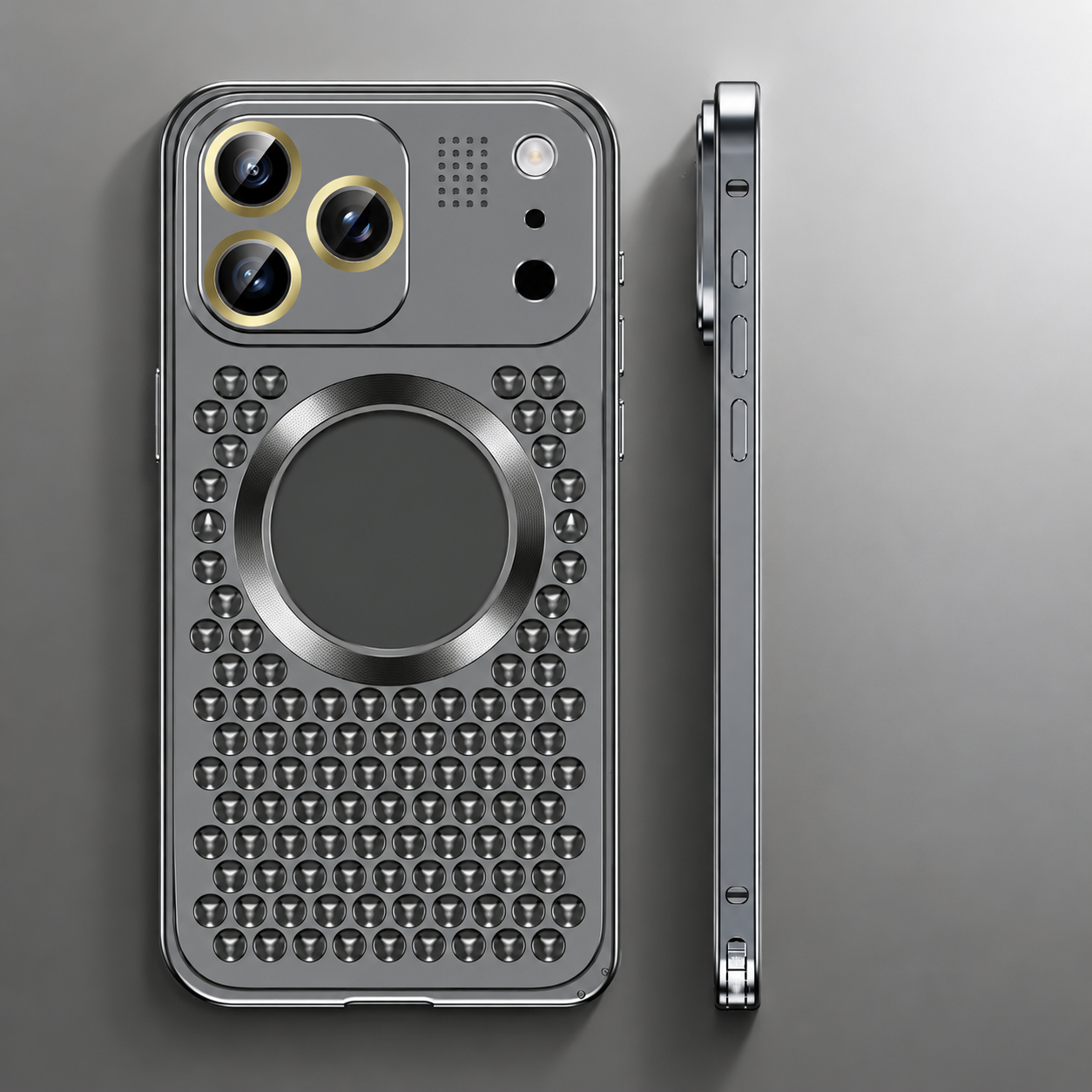 Premium Aluminum Alloy Magnetic iPhone Case – Heat Dissipation Metal Frame Cover with Shockproof Anti-Fall Protection and Camera Lens Guard