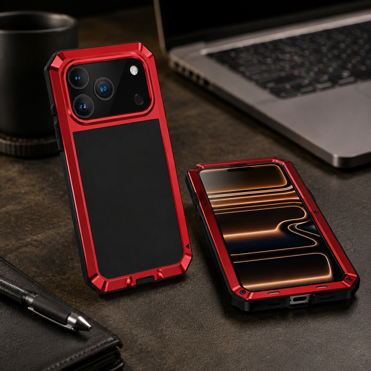 Premium Aluminum Armor iPhone Case – MagSafe Compatible Heavy Duty Shockproof Cover with Built-in Glass Screen Protector and Camera Lens Guard