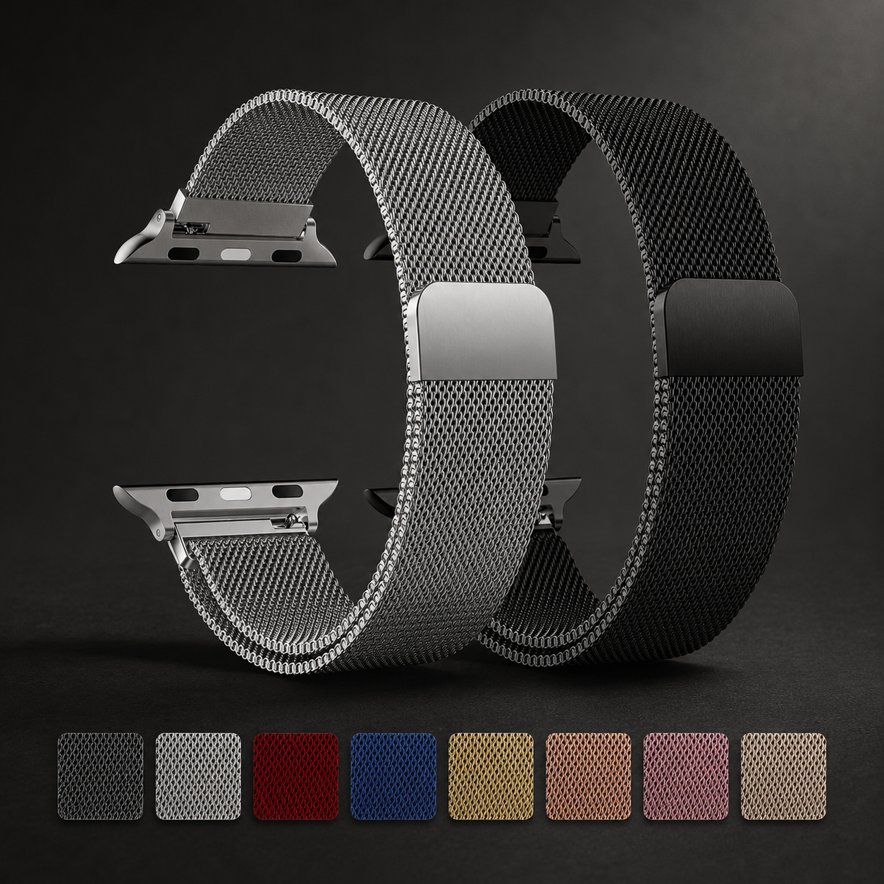 Premium Apple Watch Milanese Loop Band Stainless Steel Mesh Magnetic Adjustable Watch Strap Replacement Wristband Compatible with Apple Watch Bracelet