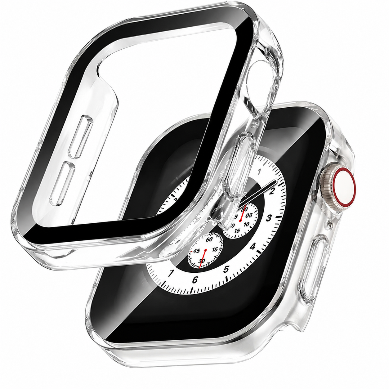 Premium Apple Watch Tempered Glass Case Full Coverage Screen Protector Shock Resistant Protective Cover Scratch Resistant Straight Edge Compatible with Apple Watch