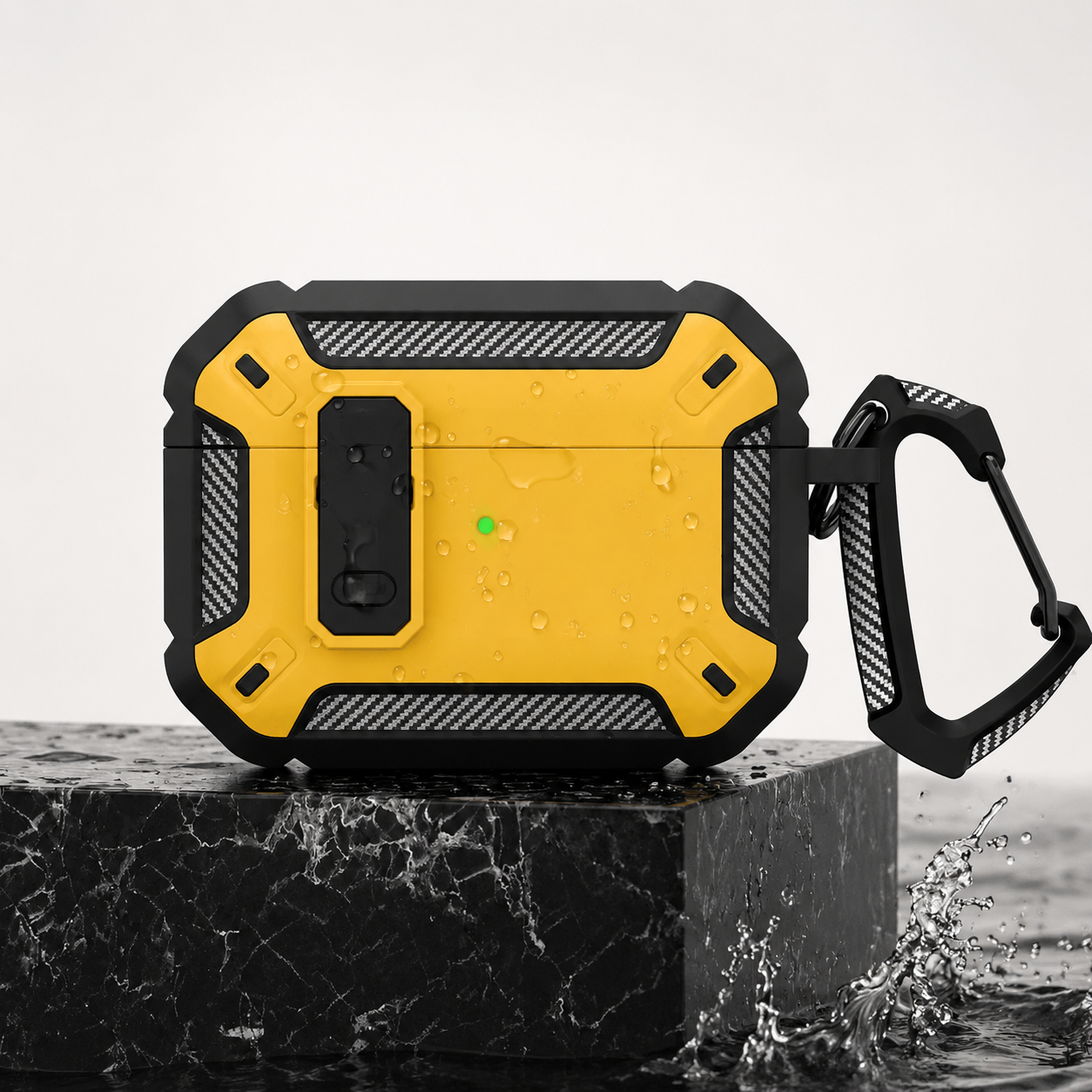 Premium Carbon Fiber AirPods Case Cover Shockproof TPU Protective Case Secure Lock Wireless Charging Anti-Scratch Compatible with AirPods