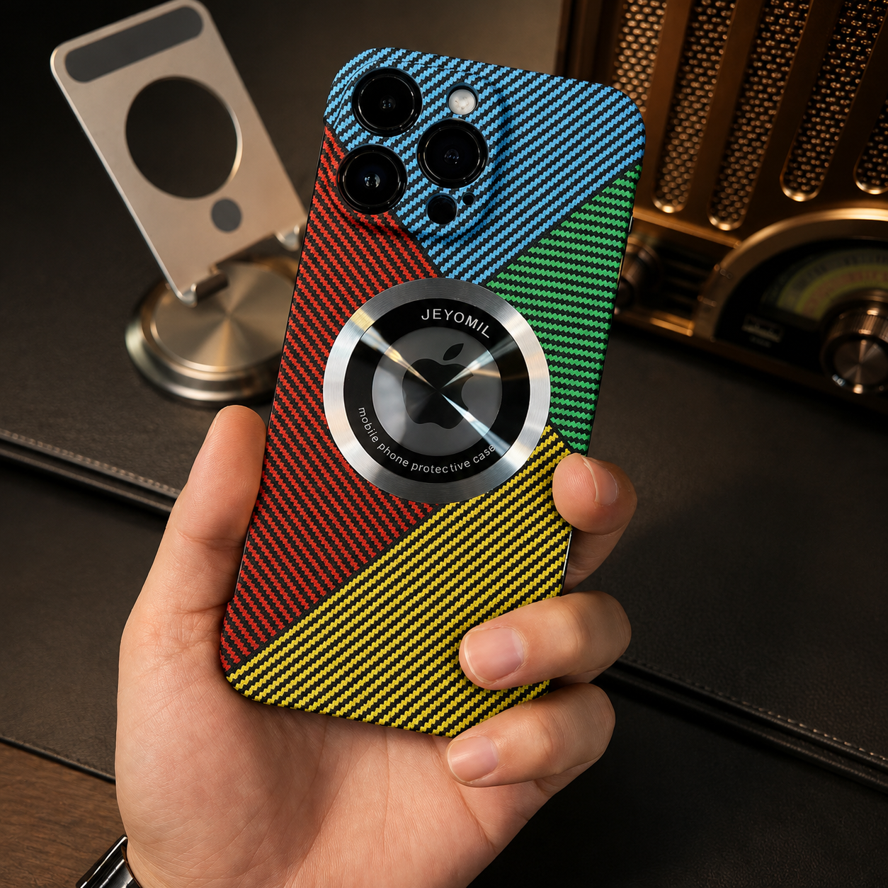 Premium Carbon Fiber MagSafe iPhone Case Frameless Magnetic Cover Magnifying Glass Design Slim Lightweight Shockproof Protective Cover
