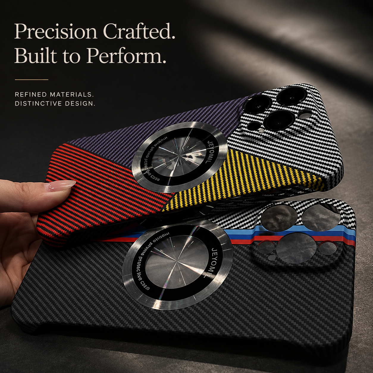 Premium Carbon Fiber MagSafe iPhone Case Frameless Magnetic Cover Magnifying Glass Design Slim Lightweight Shockproof Protective Cover