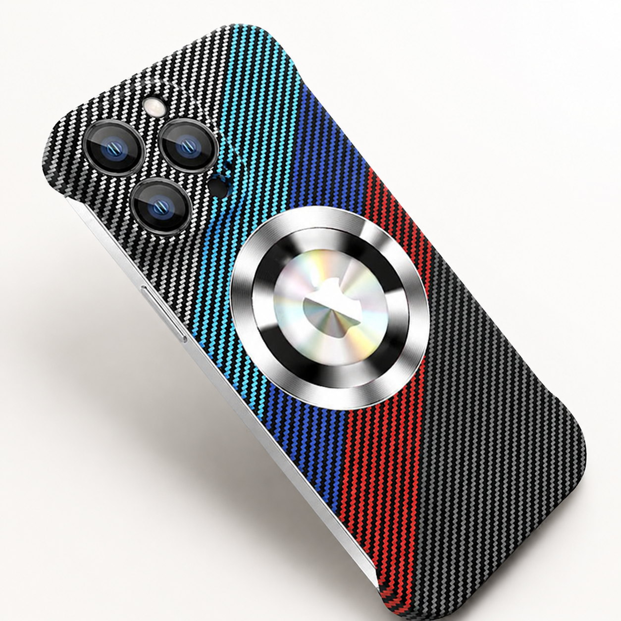 Premium Carbon Fiber MagSafe iPhone Case Frameless Magnetic Cover Magnifying Glass Design Slim Lightweight Shockproof Protective Cover