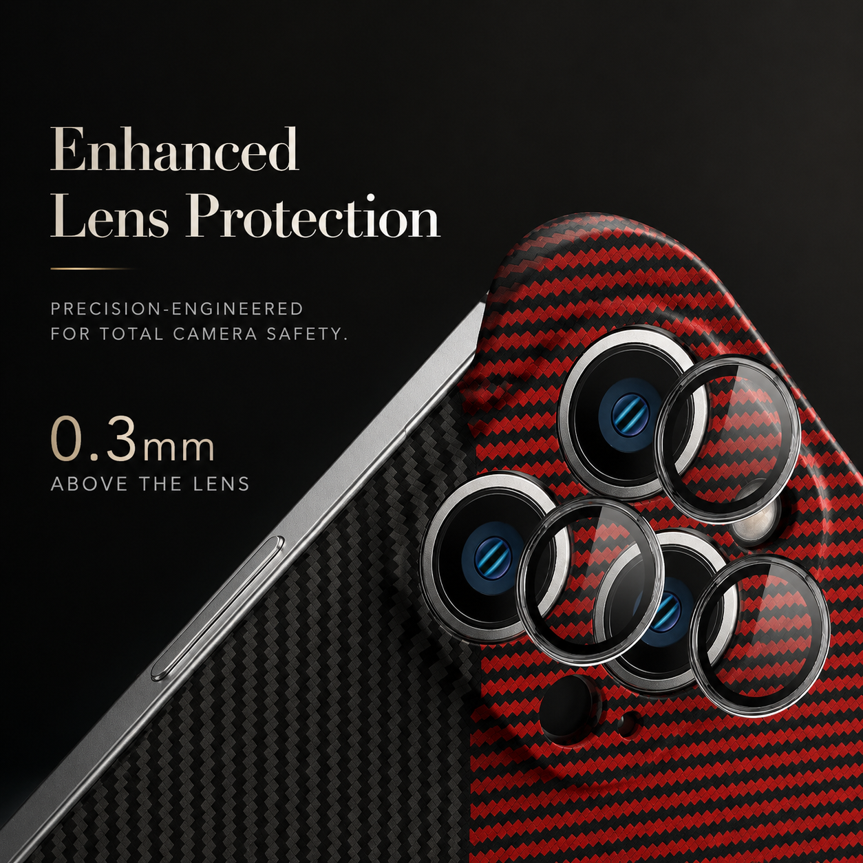 Premium Carbon Fiber MagSafe iPhone Case Frameless Magnetic Cover Magnifying Glass Design Slim Lightweight Shockproof Protective Cover