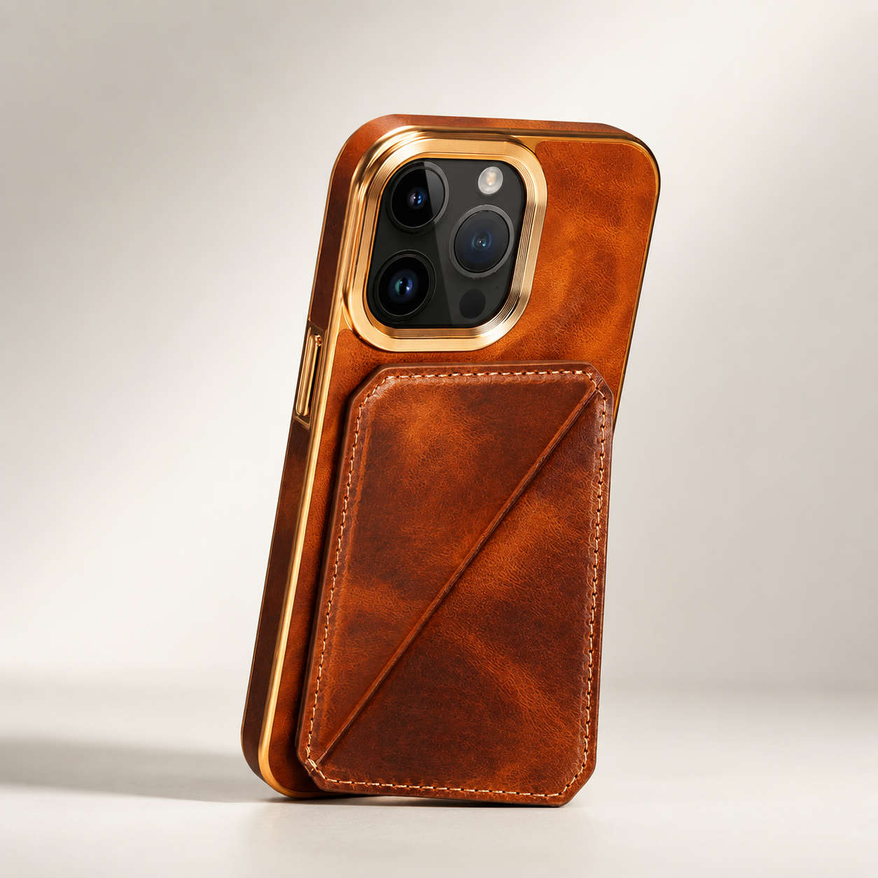 Premium Cowhide Leather iPhone Case Wallet Cover Magnetic Card Holder Plating Shell Shockproof Protective Case Full Coverage Luxury Design