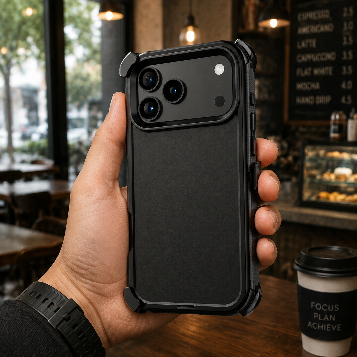 Premium Durable iPhone Case Heavy Duty 3 Layer Hybrid Cover with Belt Clip Holster Shockproof Hard PC Matte Anti Fingerprint Protective Design
