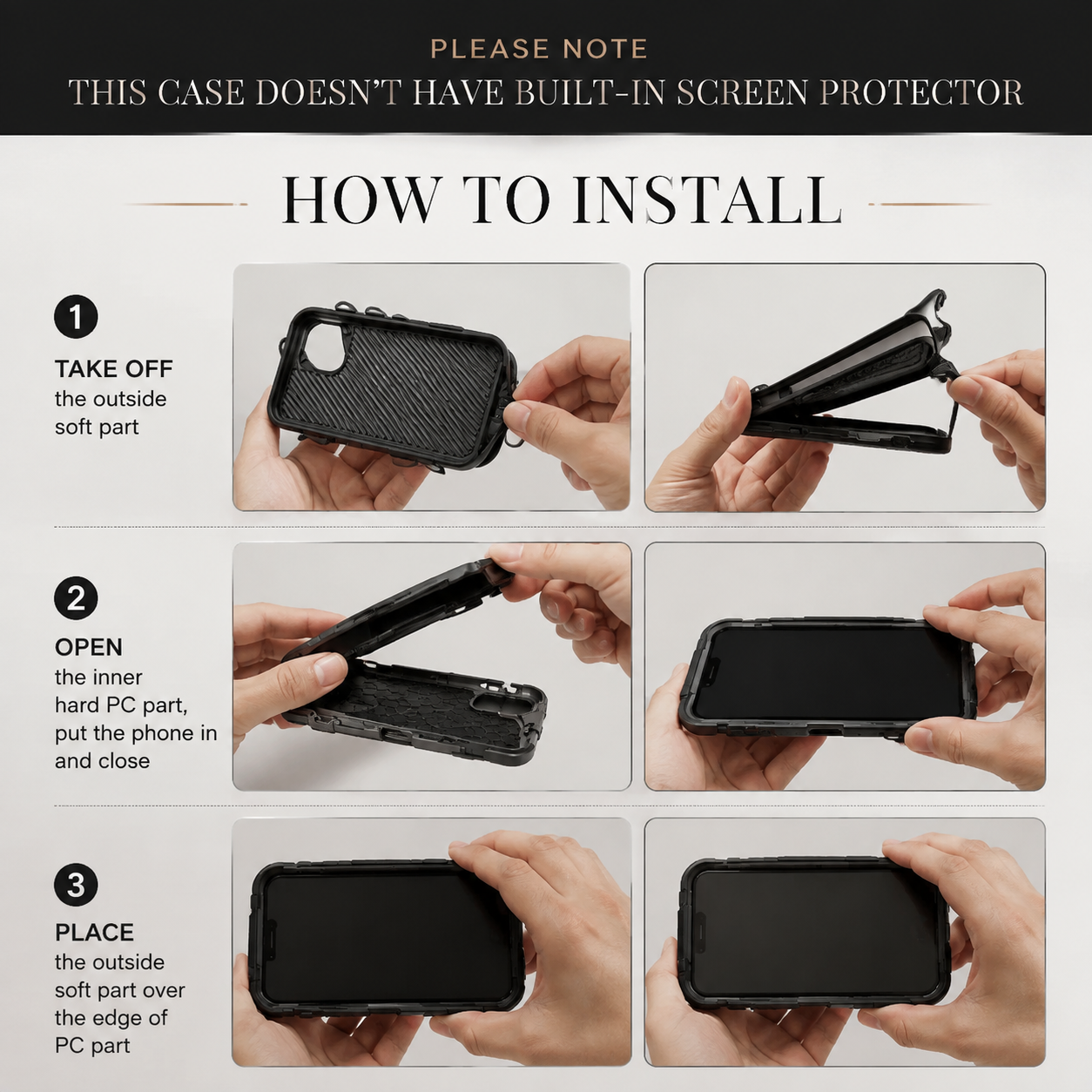 Premium Durable iPhone Case Heavy Duty 3 Layer Hybrid Cover with Belt Clip Holster Shockproof Hard PC Matte Anti Fingerprint Protective Rugged Design