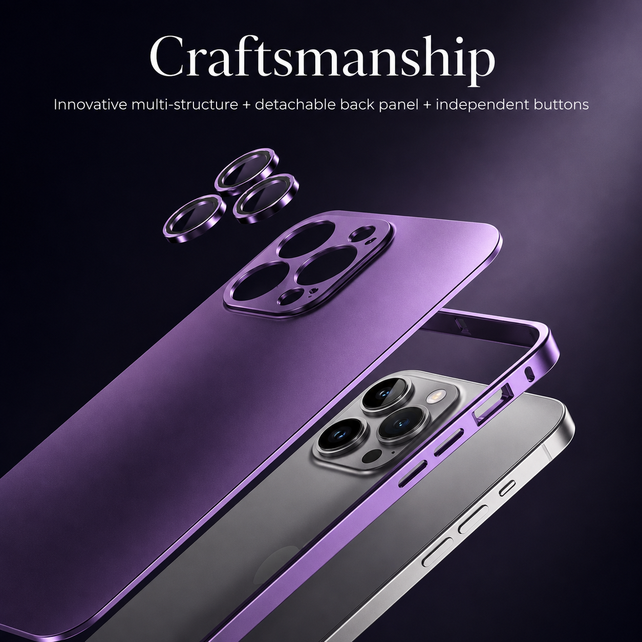 Premium Luxury iPhone Case Aluminum Alloy Frame PC Back Cover Shockproof Camera Protection Slim Lightweight Protective Durable Design Finish